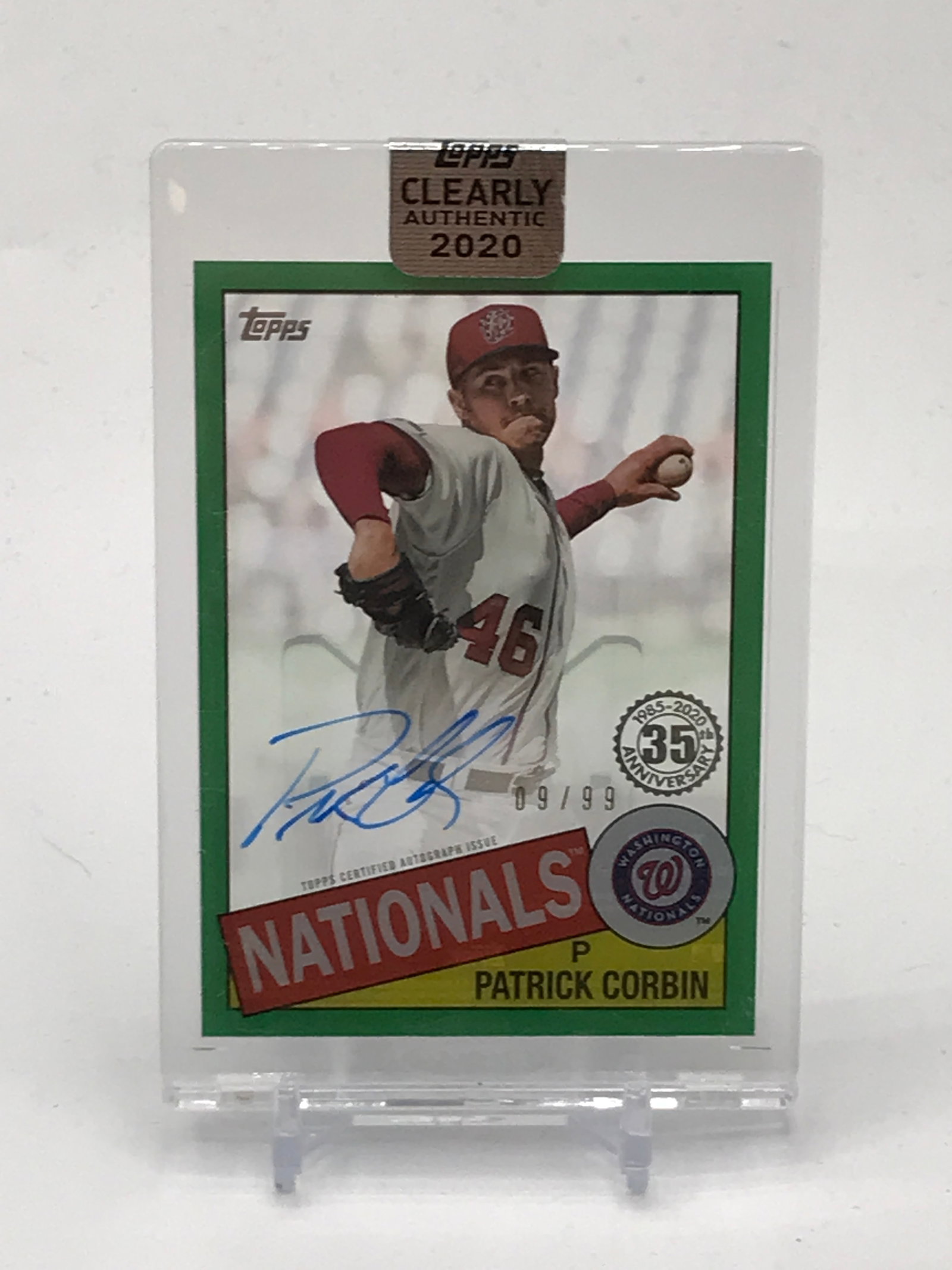 2020 TOPPS CLEARLY AUTHENTIC PATRICK CORBIN SIGNED TRADING CARD 09/99 (1 of 2)