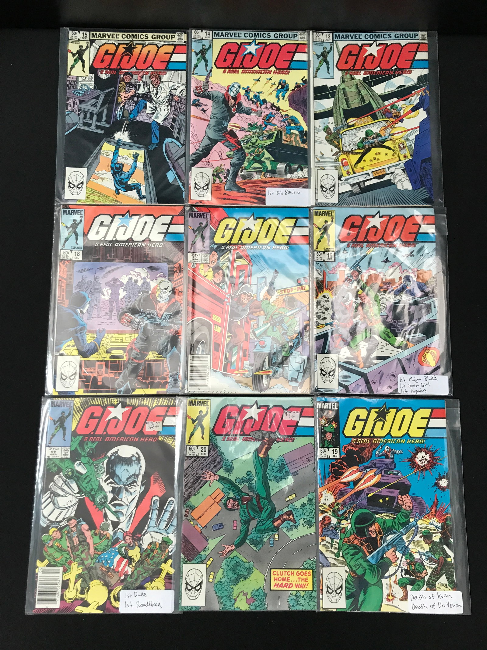 LOT OF 9 G.I. JOE COMICS - MARVEL COMICS: Prices are in Canadian dollars