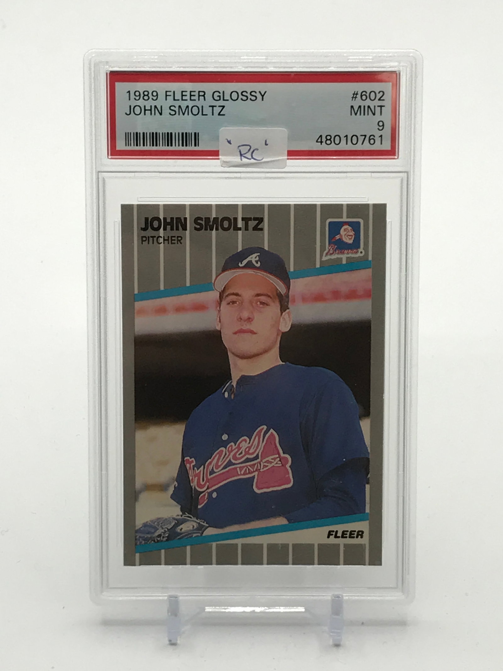 1989 FLEER GLOSSY JOHN SMOLTZ ROOKIE TRADING CARD - PSA GRADE 9: Prices are in Canadian dollars