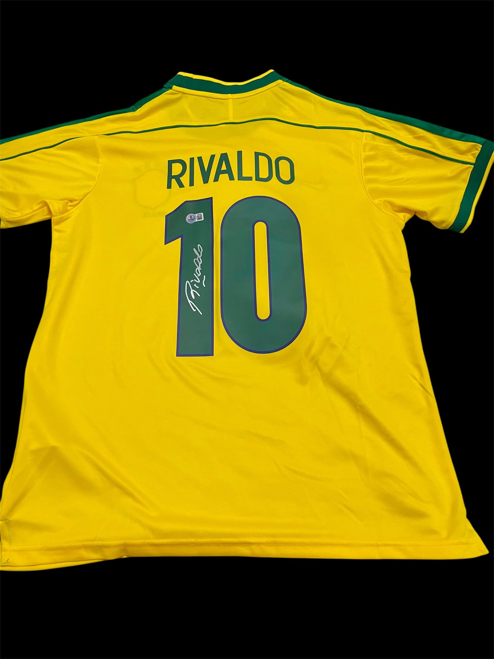 RIVALDO SIGNED BRAZIL SOCCER JERSEY - BECKETT COA: Prices are in Canadian dollars