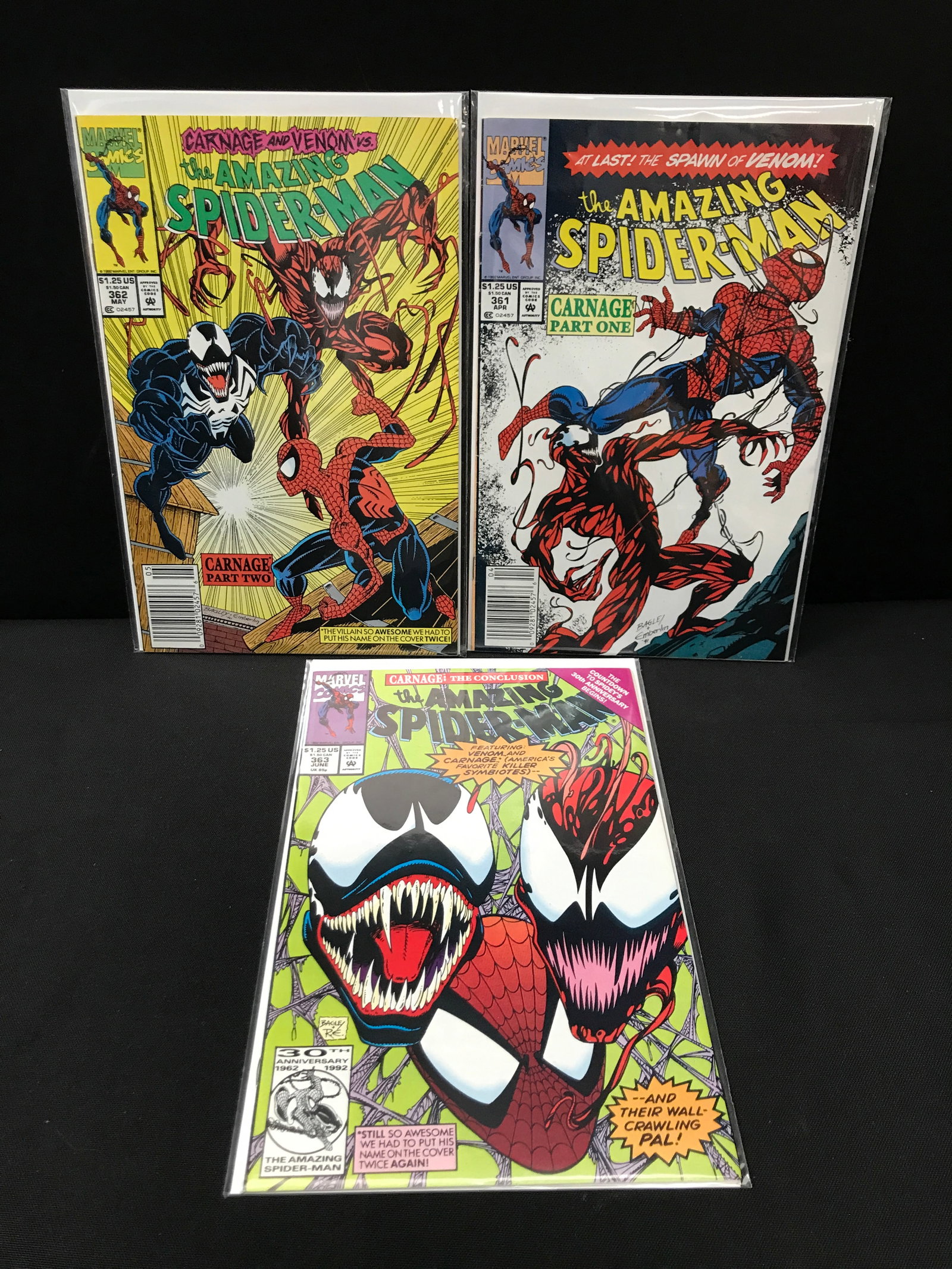 LOT OF 3 AMAZING SPIDERMAN COMICS #361 - #363 - MARVEL COMICS: Prices are in Canadian dollars