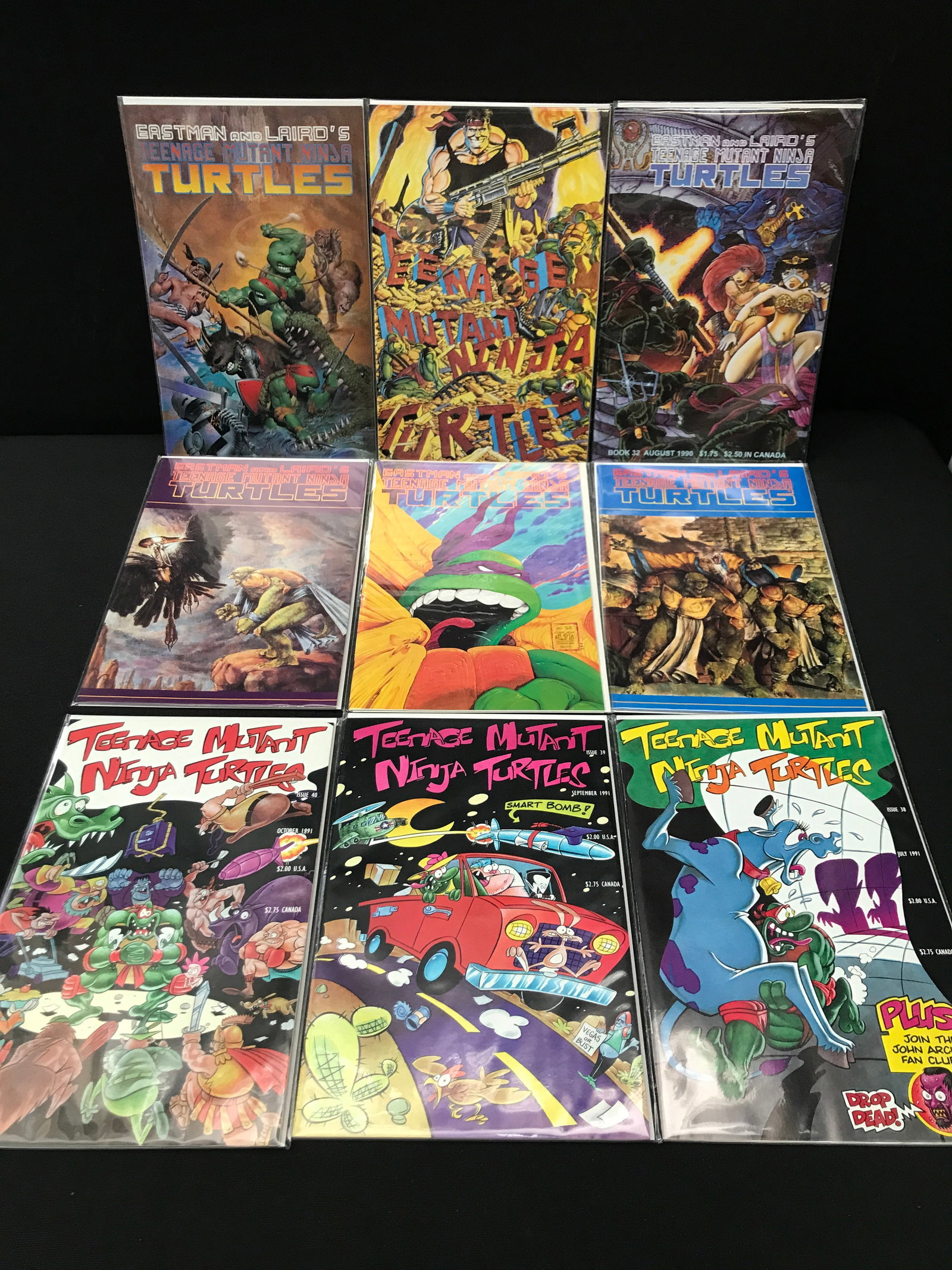 LOT OF 9 COMICS FEATURING THE TURTLES: Prices are in Canadian dollars