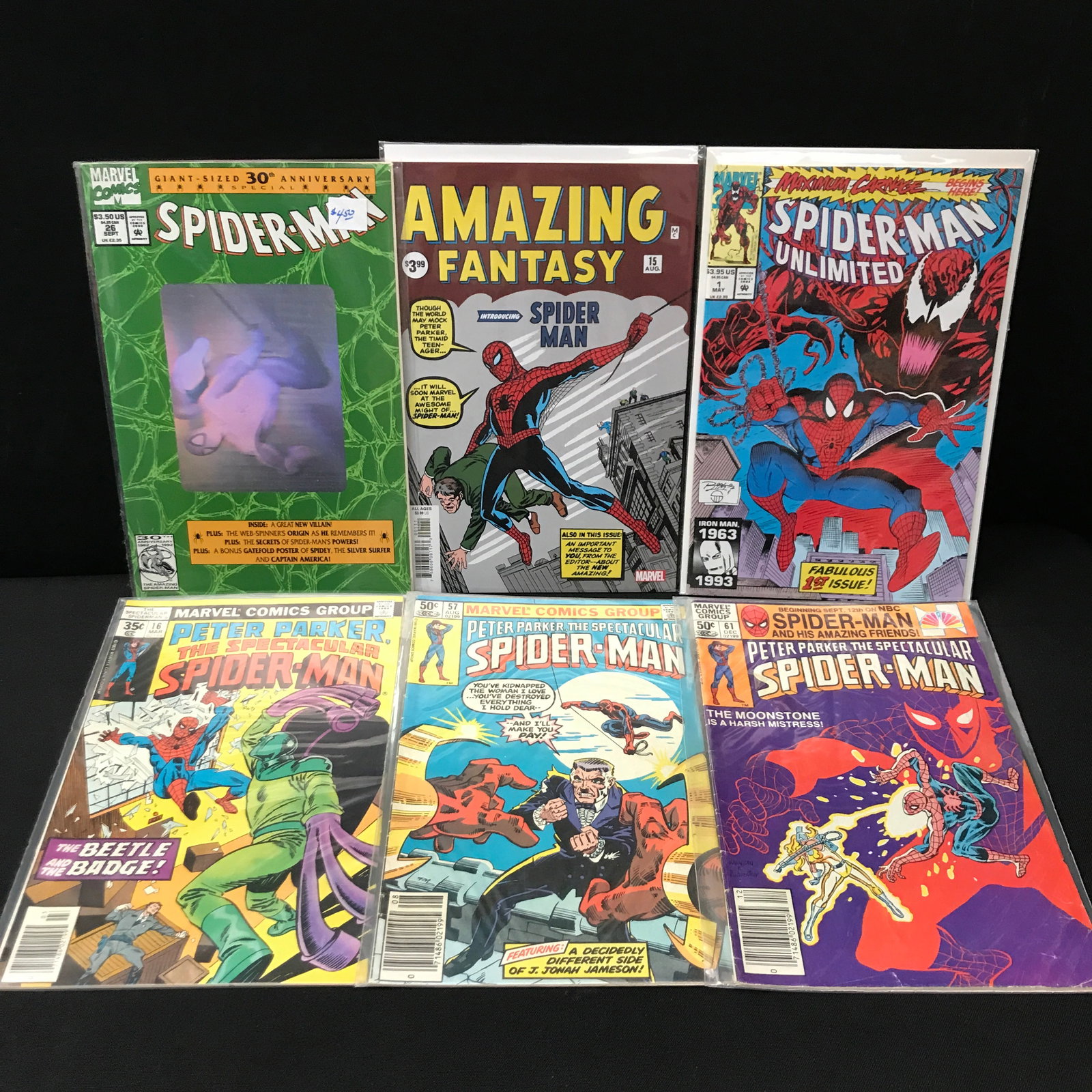 LOT OF 6 COMICS FEATURING SPIDERMAN - MARVEL COMICS: Prices are in Canadian dollars