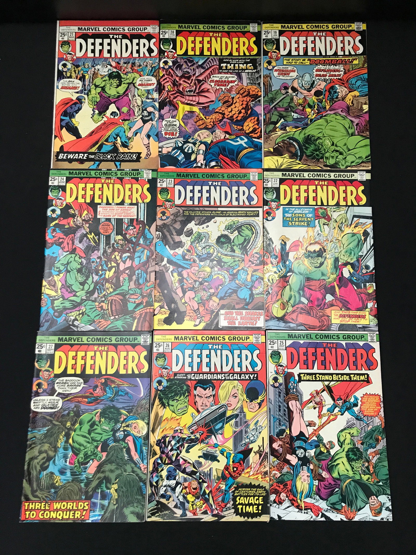 LOT OF 9 DEFENDERS COMICS #19 - #27 - MARVEL COMICS: Prices are in Canadian dollars