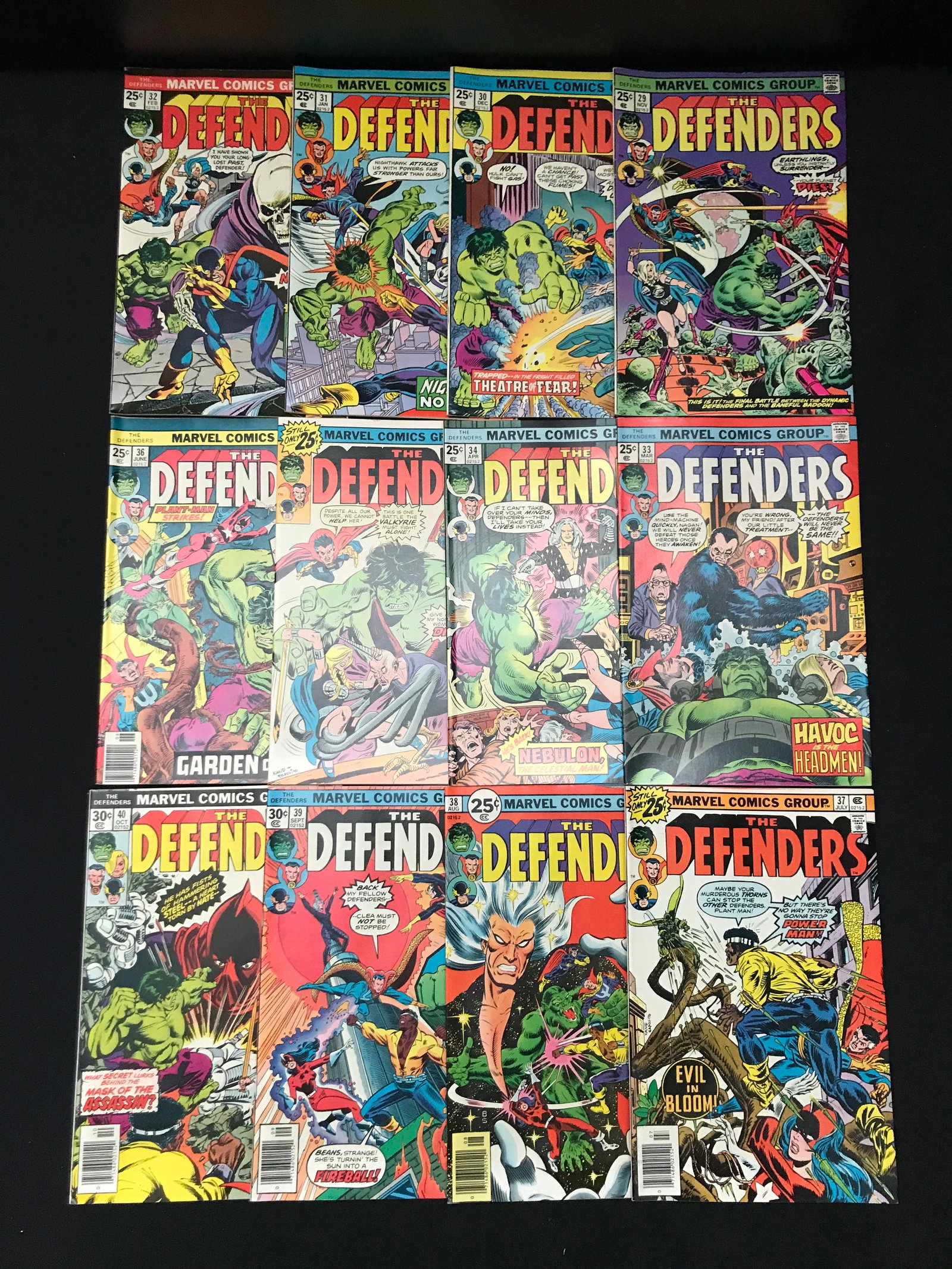 LOT OF 12 DEFENDERS COMICS #29 - #40 - MARVEL COMICS (1 of 1)