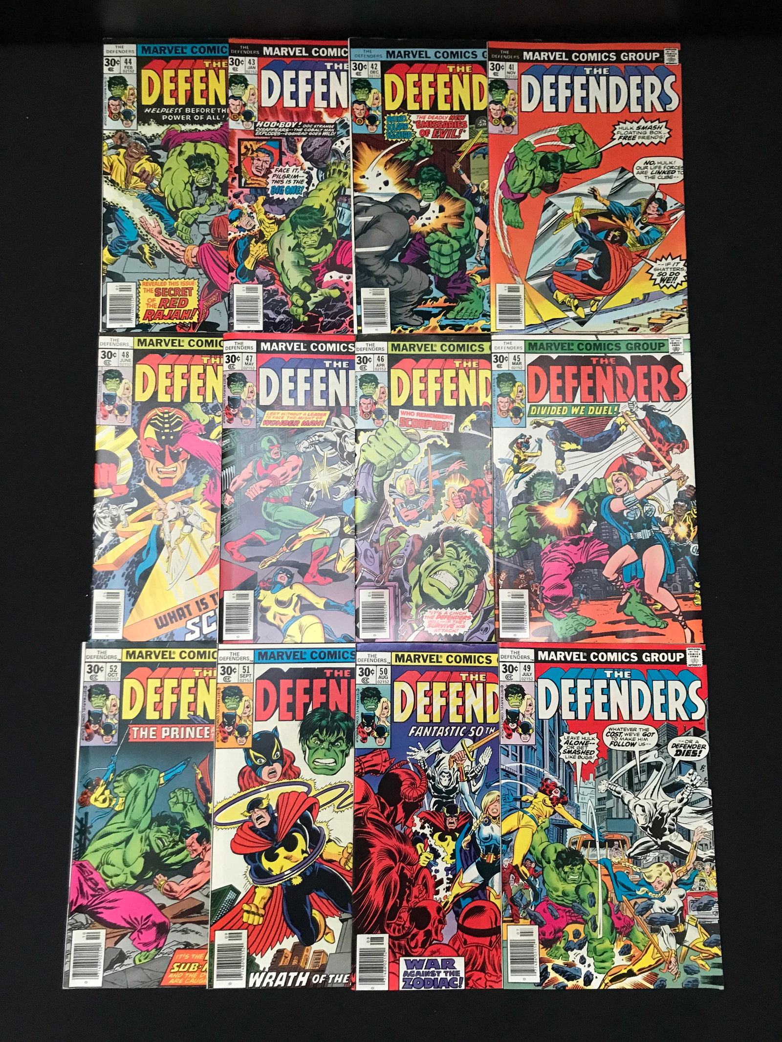 LOT OF 12 DEFENDERS COMICS #41 - #52 - MARVEL COMICS: Prices are in Canadian dollars