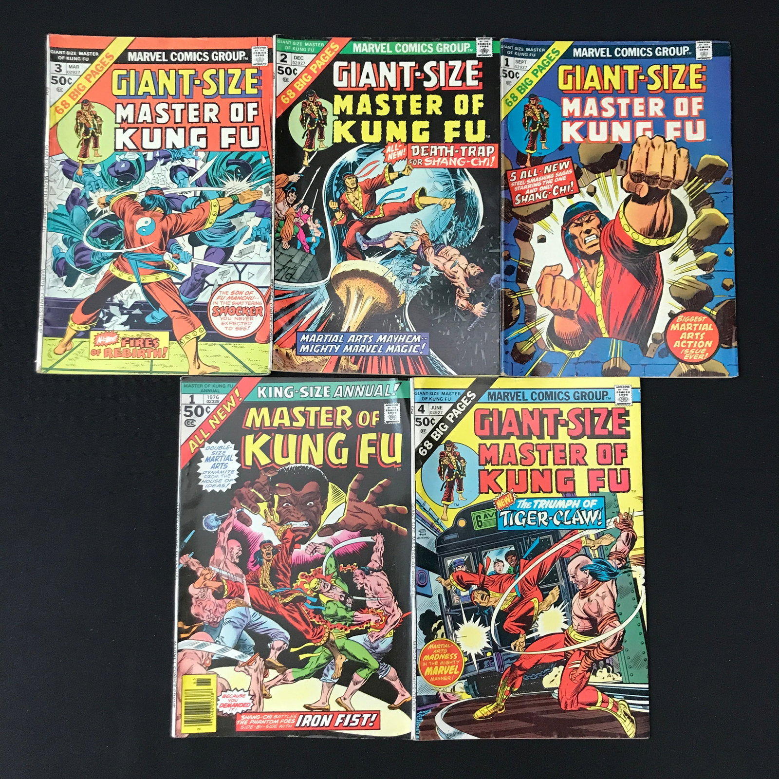 LOT OF 5 GIANT SIZED / KING SIZED MASTER OF KUNG FU COMICS - MARVEL COMICS: Prices are in Canadian dollars
