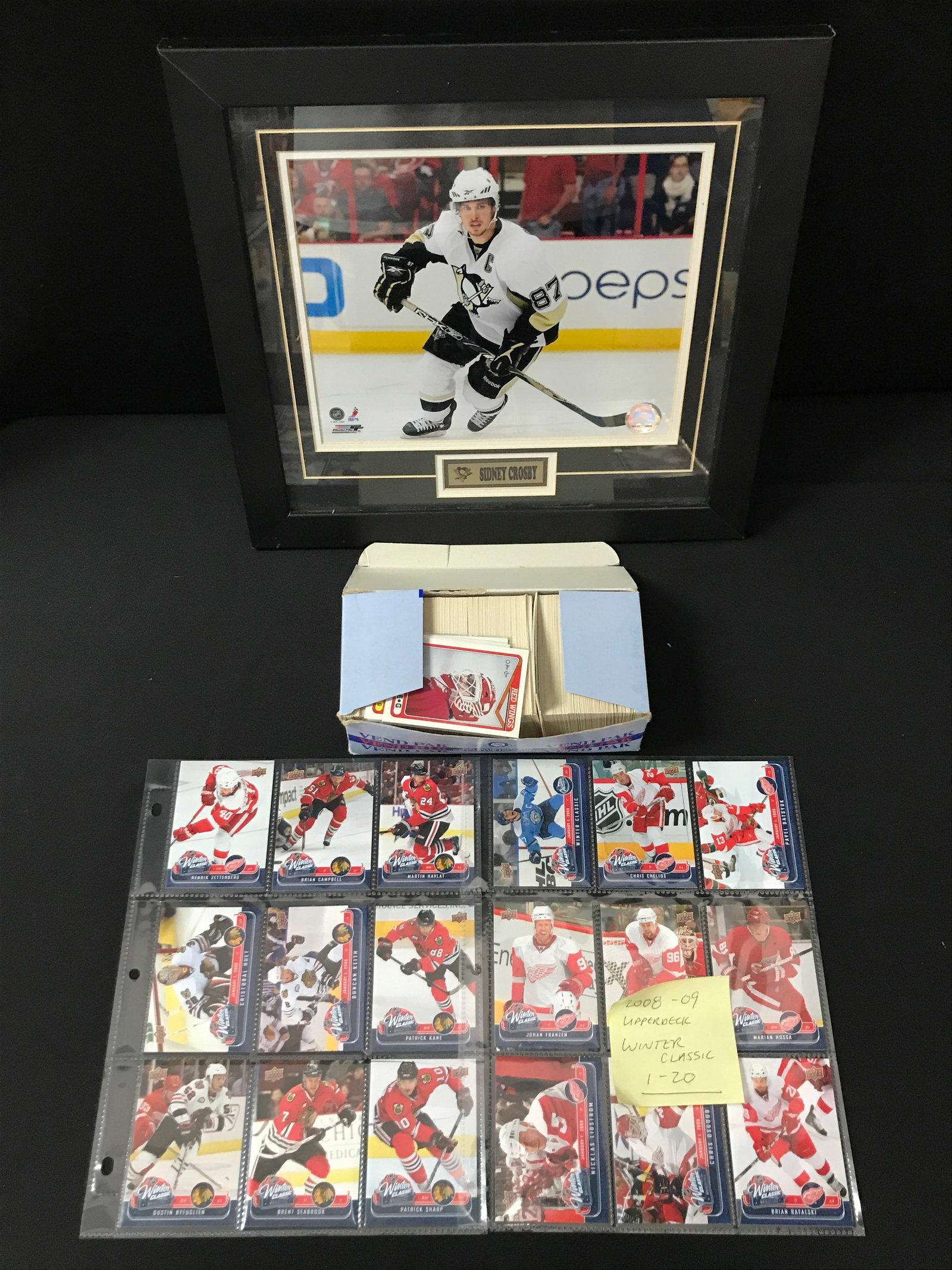 LOT OF HOCKEY TRADING CARDS AND A SIDNEY CROSBY FRAMED 8X10: Prices are in Canadian dollars