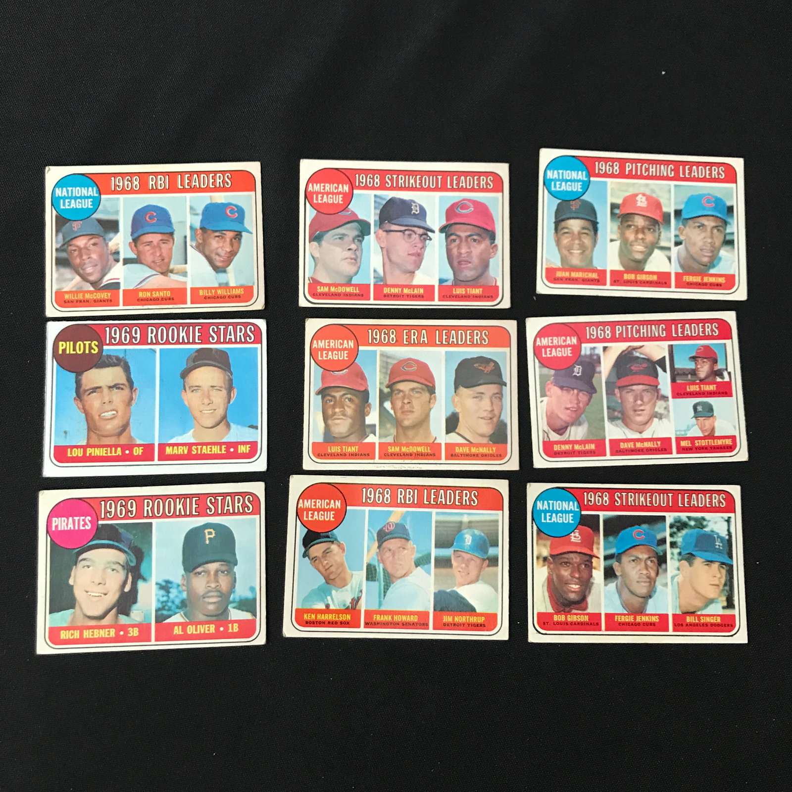 LOT OF 9 1968/69 TOPPS BASEBALL TRADING CARDS (1 of 1)