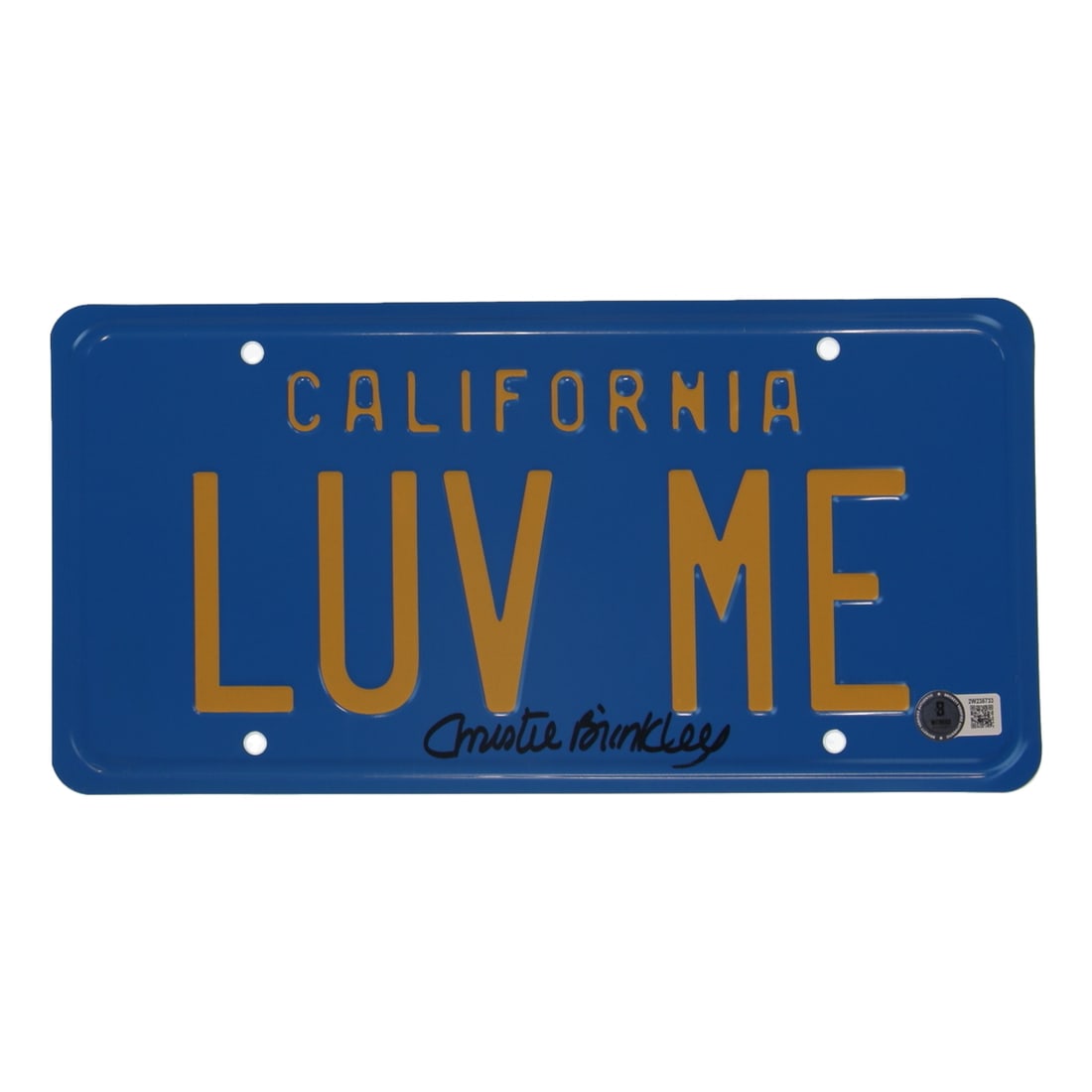 CHRISTIE BRINKLEY SIGNED LUV ME LICENSE PLATE - BECKETT COA: Prices are in Canadian dollars