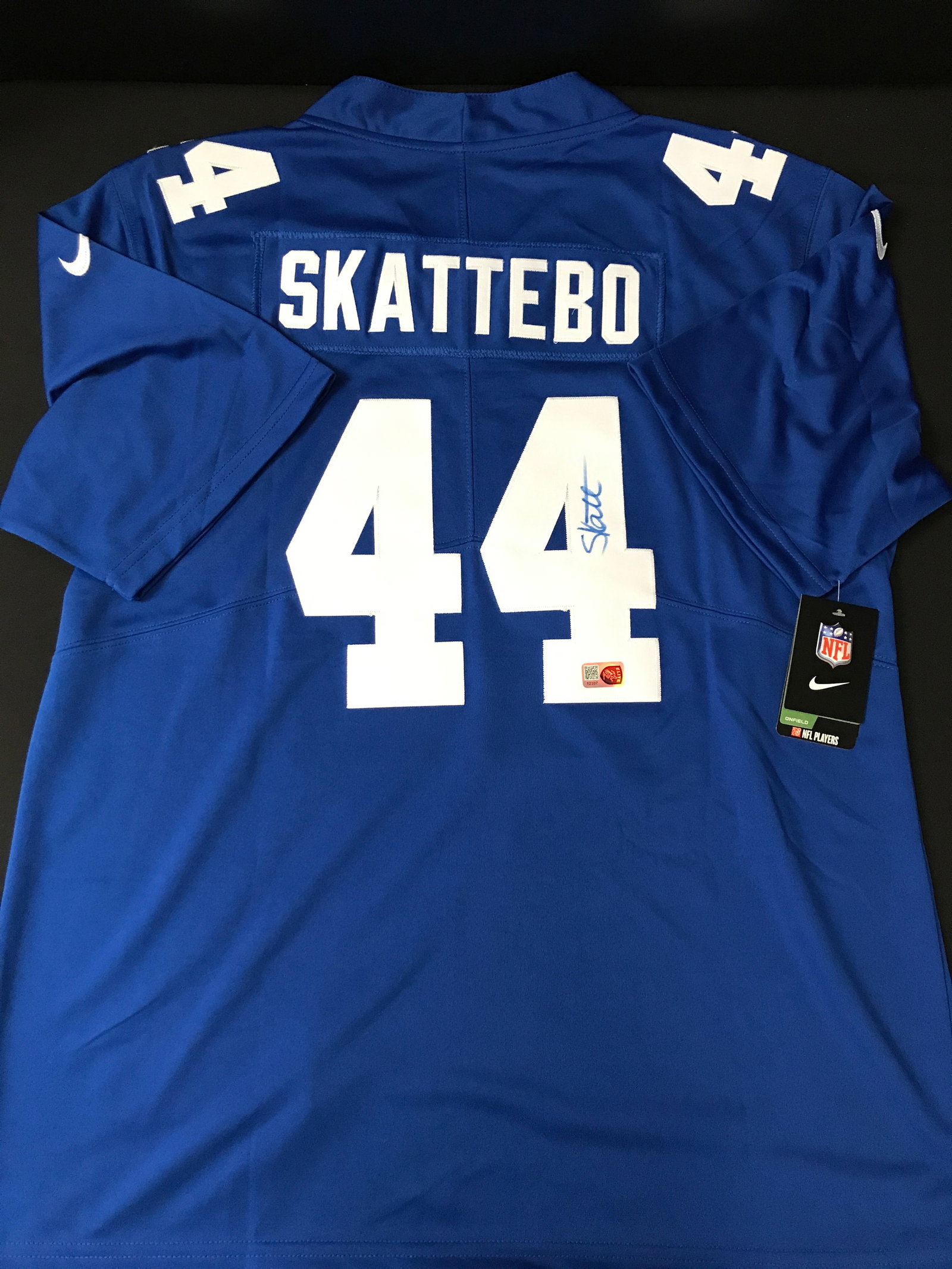 CAM SKATTEBO SIGNED NEW YORK GIANTS CUSTOM JERSEY - ELITE COA: Prices are in Canadian dollars