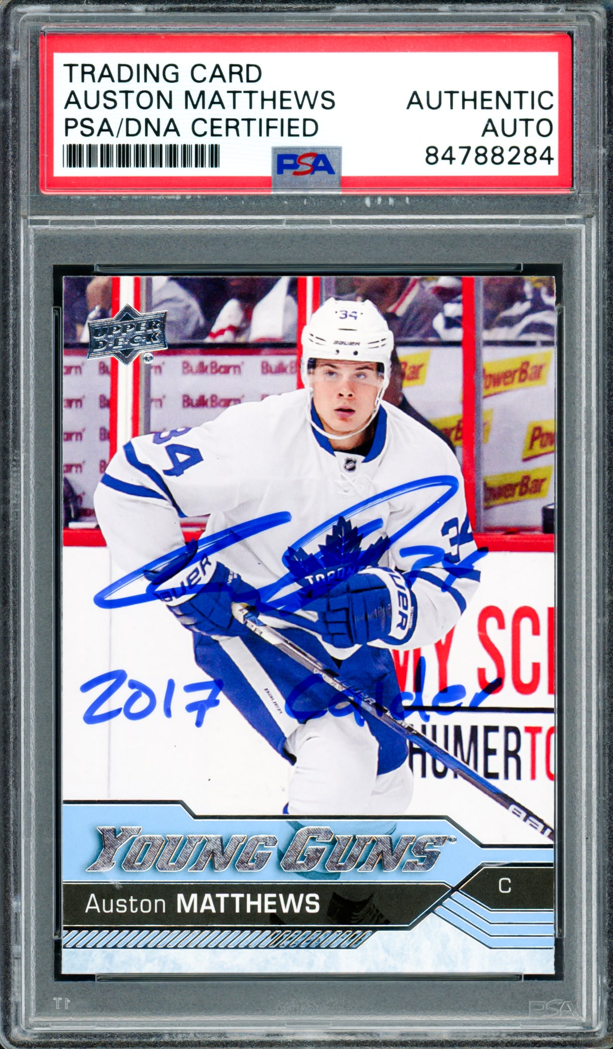 2016 UPPER DECK AUSTON MATTHEWS SIGNED YOUNG GUNS ROOKIE CARD - PSA ENCAPSULATED: Prices are in Canadian dollars