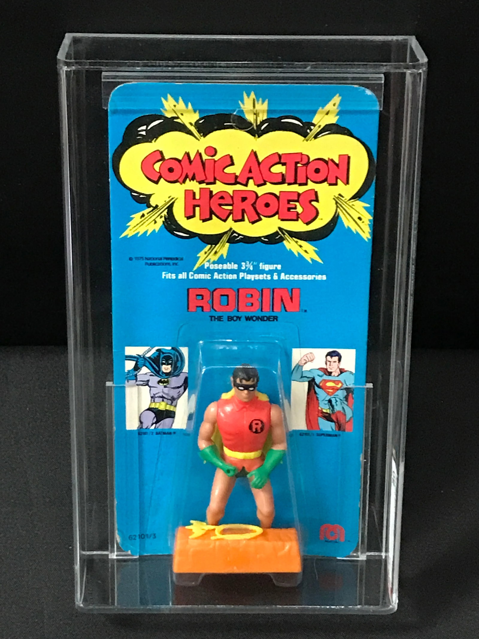 1976 MEGO COMIC ACTION HEROES ROBIN ACTION FIGURE IN ORIGINAL PACKAGING - AFA GRADE 80 (1 of 2)