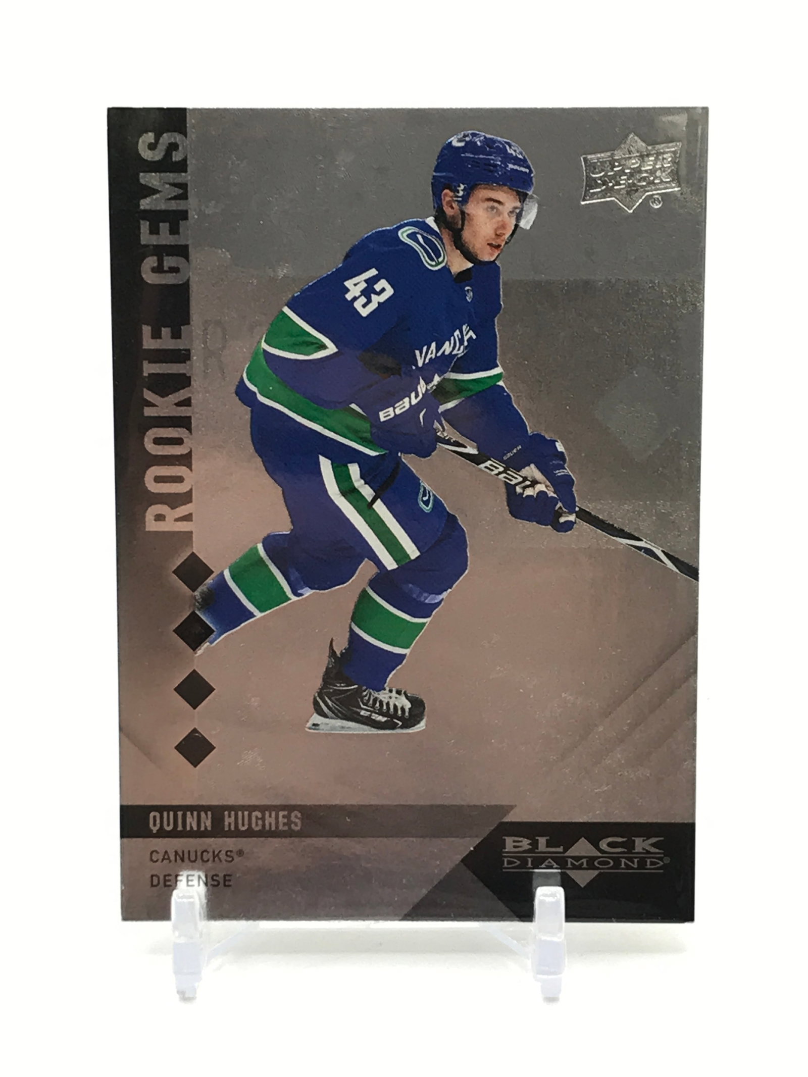 2019-20 UPPER DECK BLACK DIAMOND HOCKEY QUINN HUGHES ROOKIE GEMS TRADING CARD 56/99: Prices are in Canadian dollars