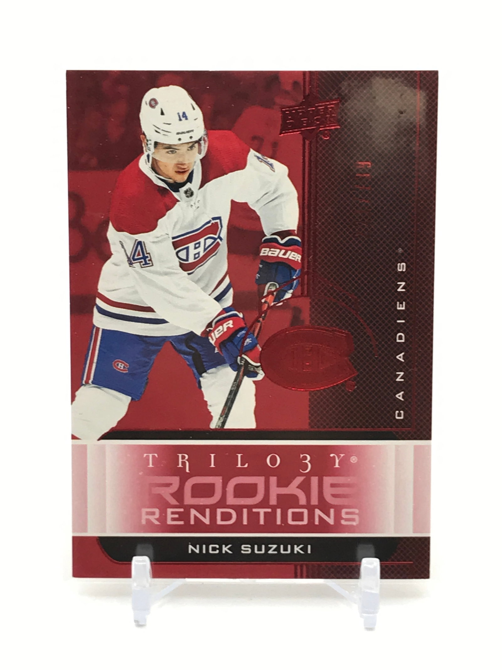 2019-20 UPPER DECK TRILOGY HOCKEY NICK SUZUKI ROOKIE RENDITIONS TRADING CARD 232/799: Prices are in Canadian dollars