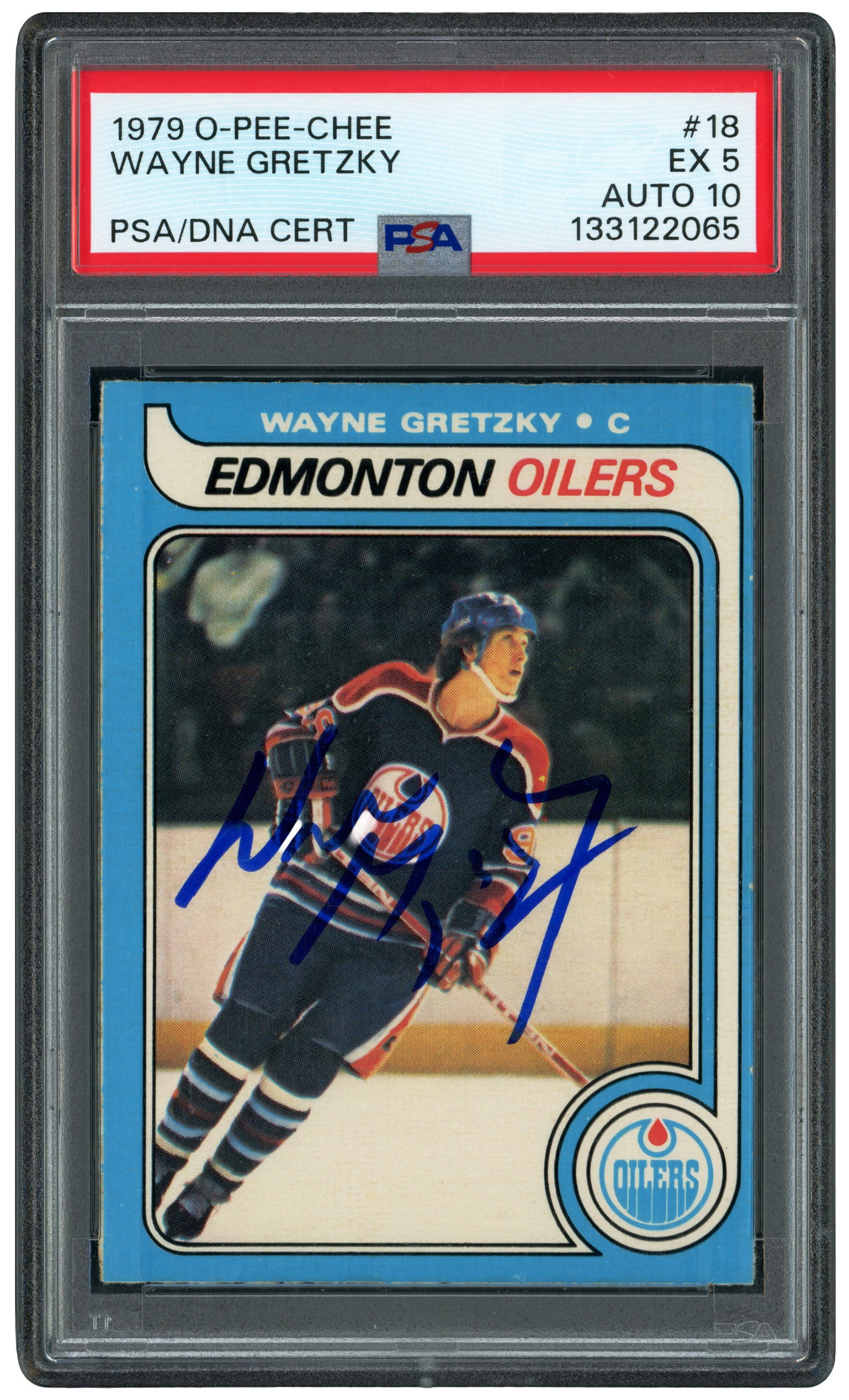 1979 OPC WAYNE GRETZKY SIGNED ROOKIE CARD - PSA ENCAPSULATED 5/10: Prices are in Canadian dollars