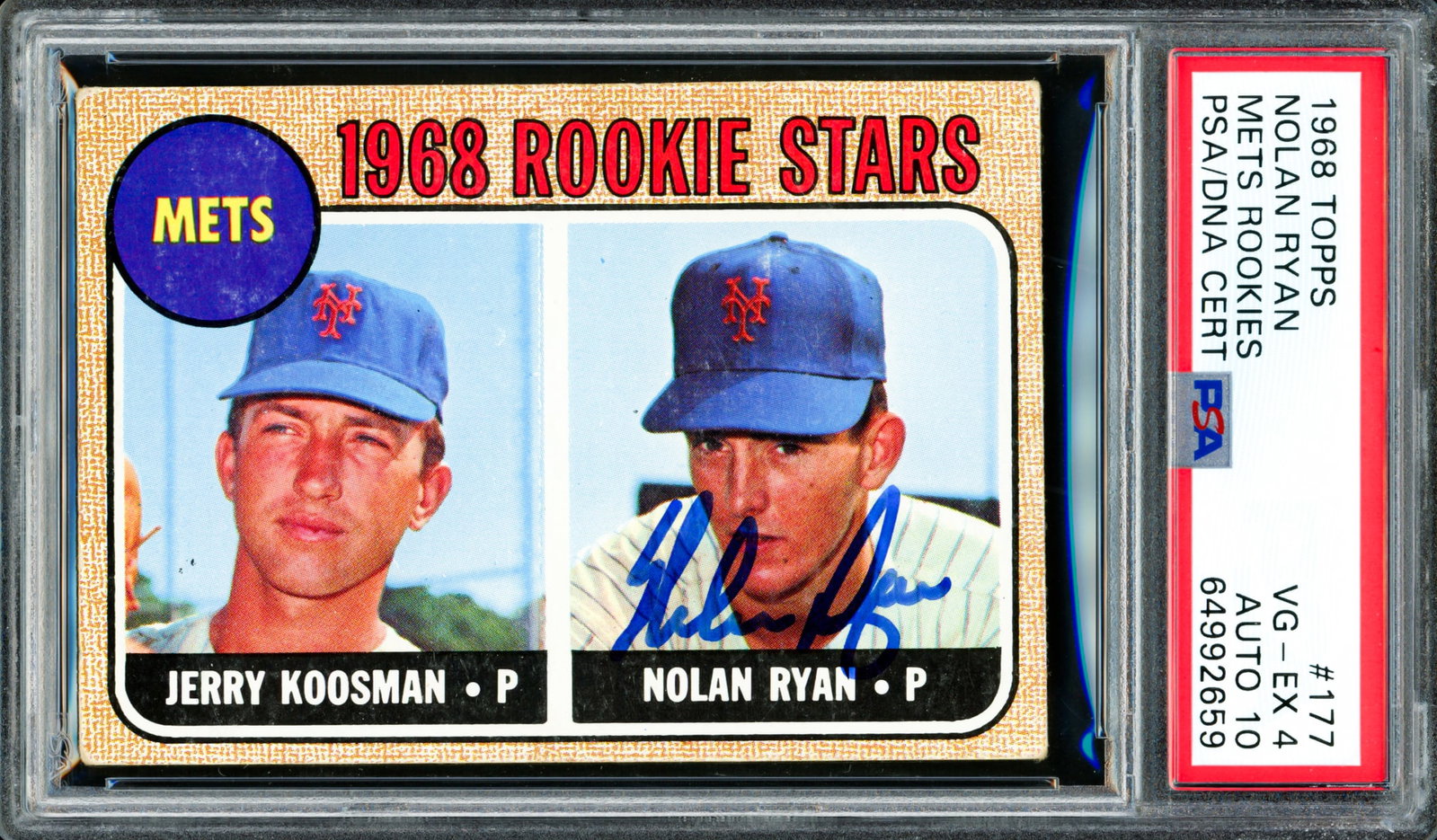 1986 TOPPS NOLAN RYAN METS ROOKIES SIGNED TRADING CARD - PSA ENCAPSULATED 4/10: Prices are in Canadian dollars