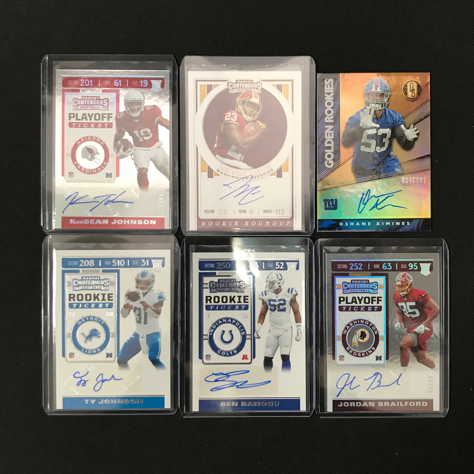 LOT OF 6 SIGNED NFL TRADING CARDS: Prices are in Canadian dollars
