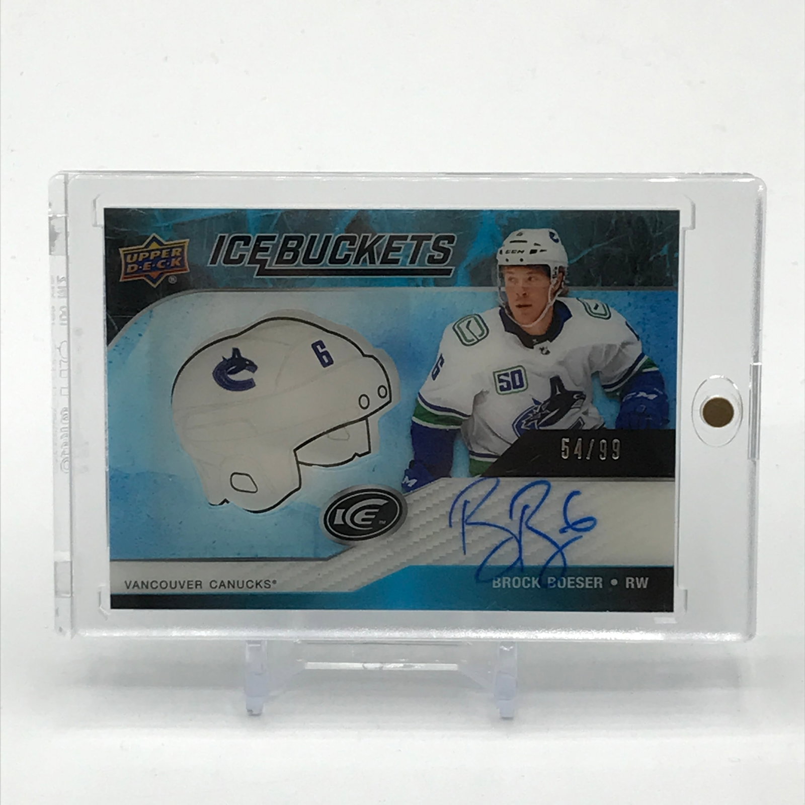 2019-20 UPPER DECK ICE HOCKEY BROCK BOESER SIGNED MINI HELMET TRADING CARD 54/99 (1 of 2)