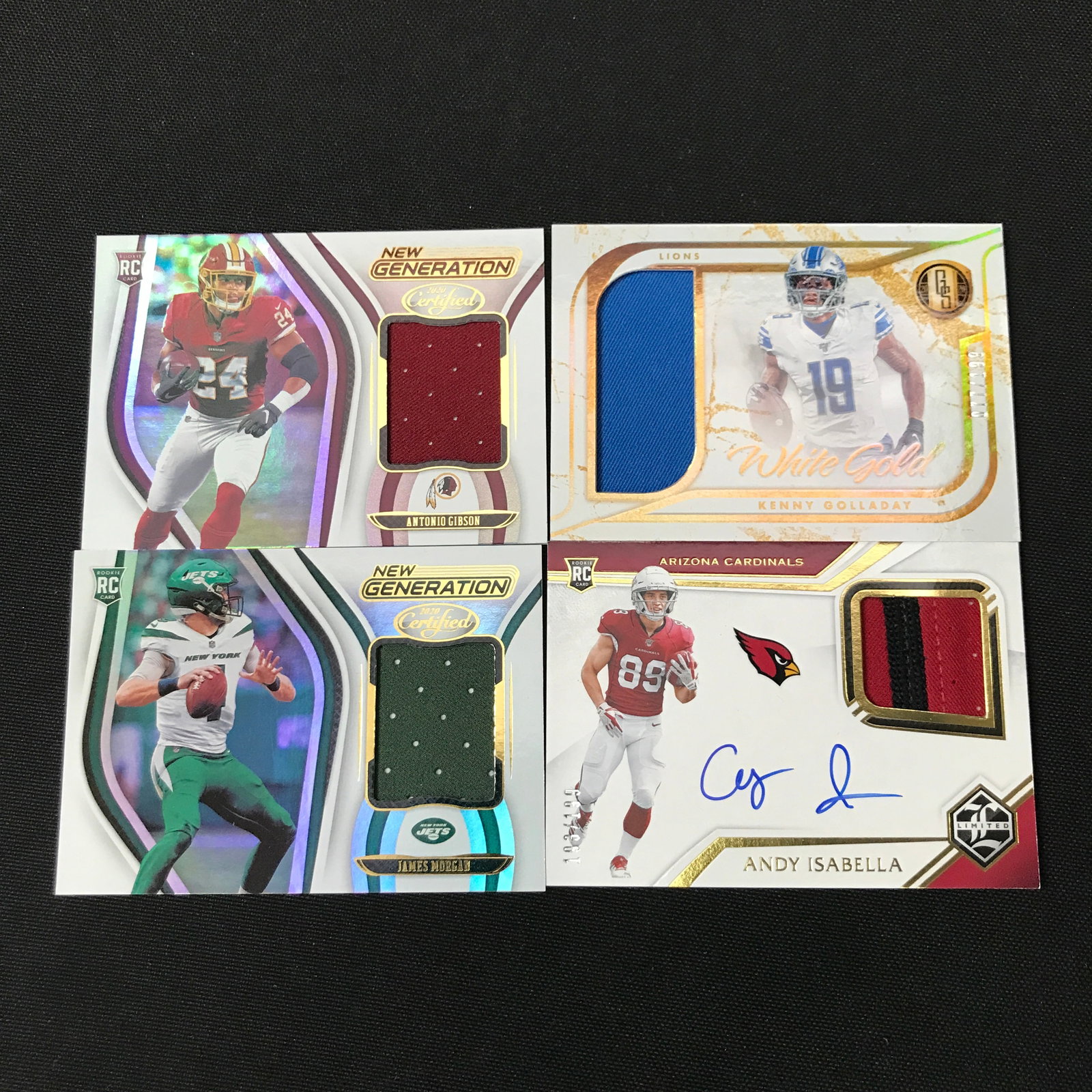 LOT OF 4 NFL PATCH FOOTBALL TRADING CARDS INCLUDING 1 SIGNED: Prices are in Canadian dollars