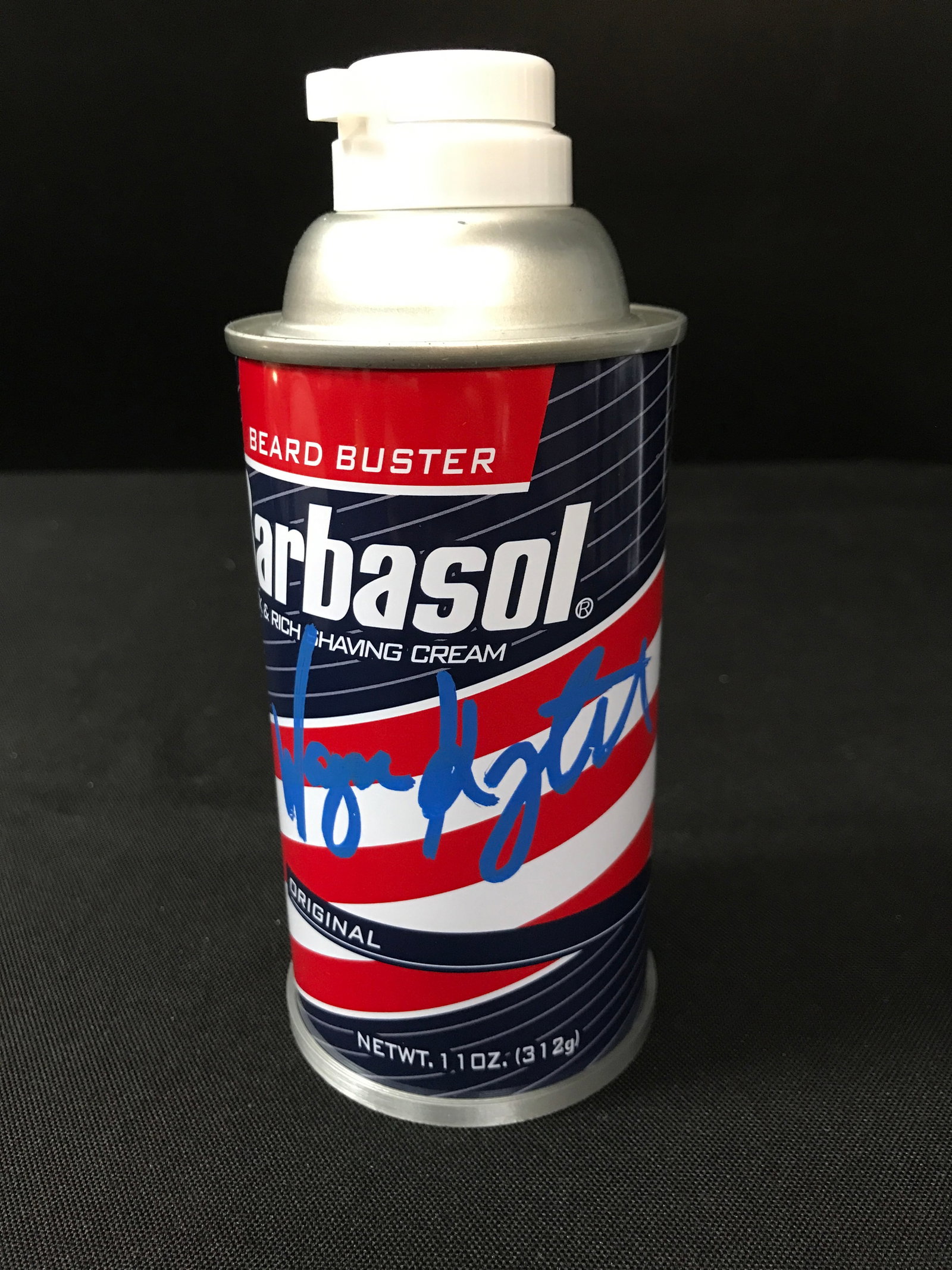 WAYNE KNIGHT SIGNED JURASSIC PARK PROP BARBASOL SHAVING CAN - KB COA: Prices are in Canadian dollars
