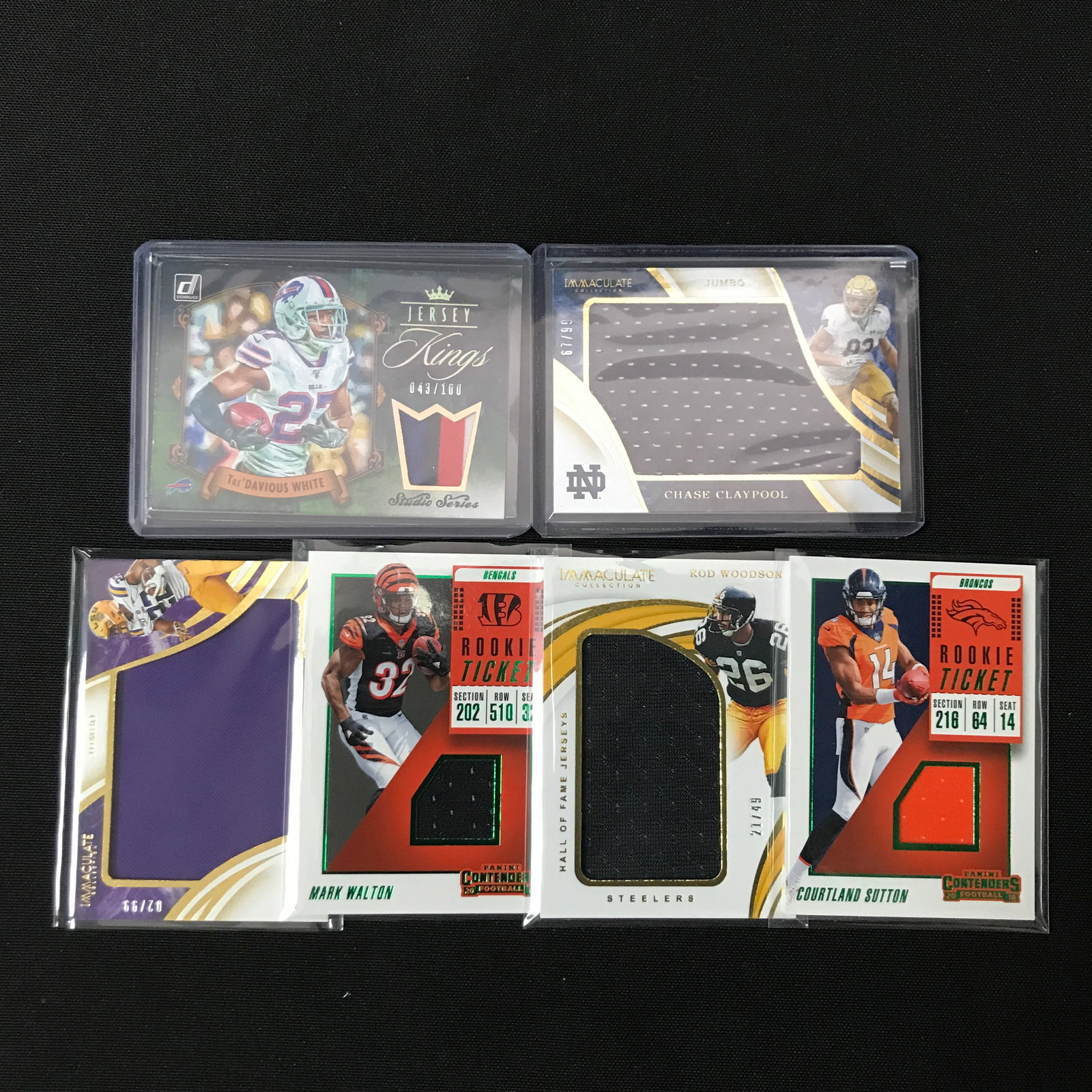 LOT OF 5 PATCH FOOTBALL TRADING CARDS (1 of 1)