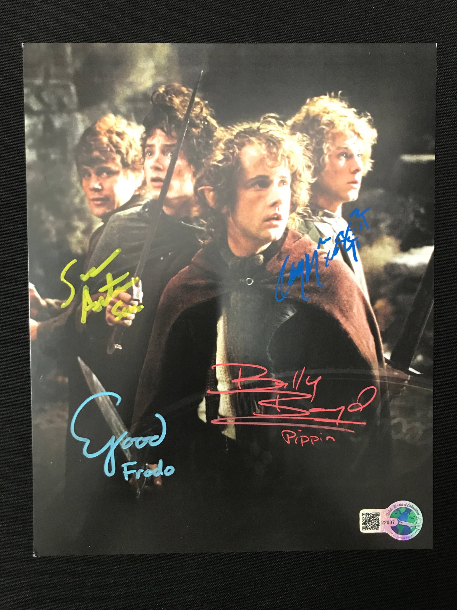 QUAD SIGNED LORD OF THE RINGS 8X10 - ASTIN, WOOD, BOYD AND MONAGHAN - WWOC COA: Prices are in Canadian dollars