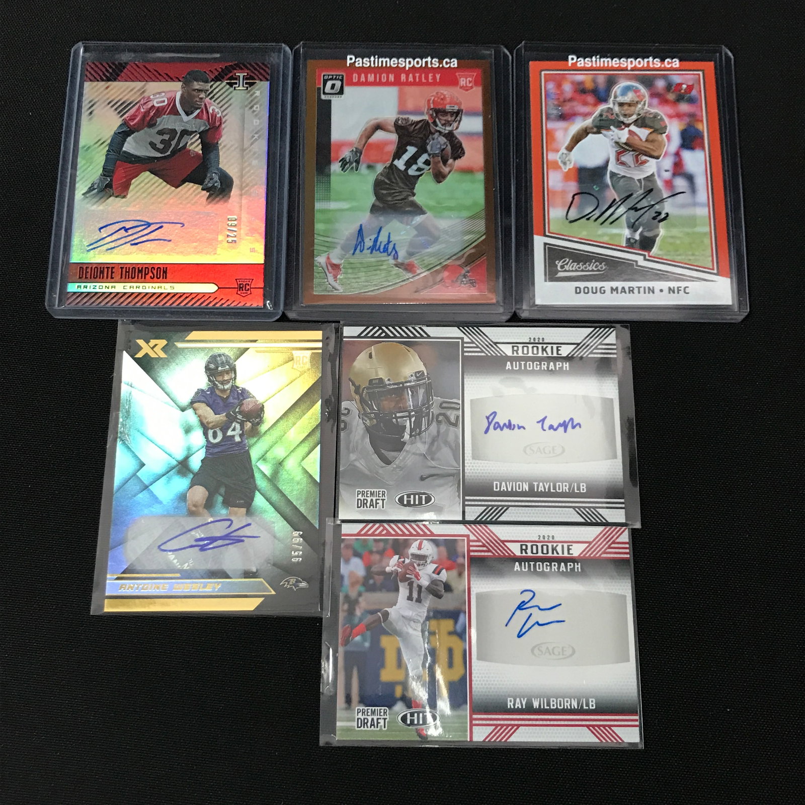 LOT OF 6 SIGNED FOOTBALL TRADING CARDS: Prices are in Canadian dollars