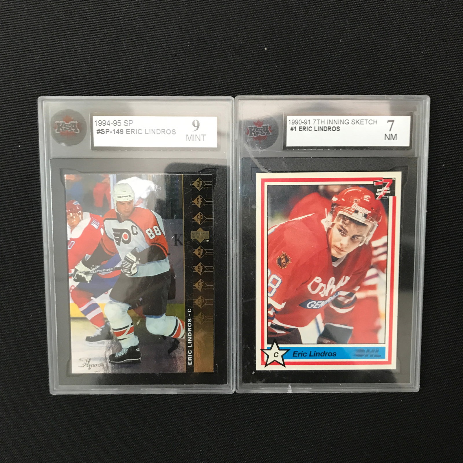 LOT OF 2 ERIC LINDROSS GRADED HOCKEY TRADING CARDS: Prices are in Canadian dollars