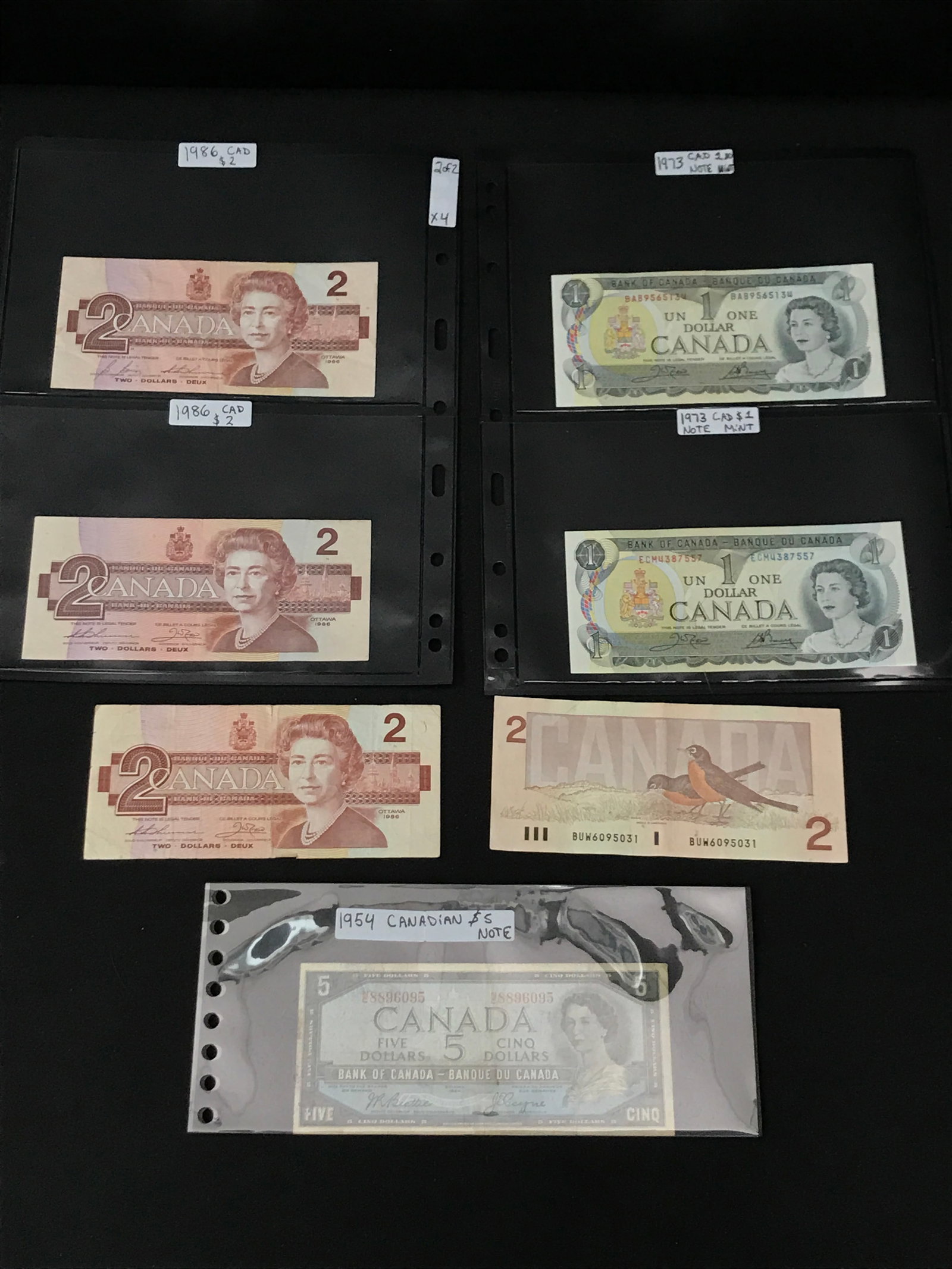 LOT OF 7 CANADIAN BANK NOTES: Prices are in Canadian dollars