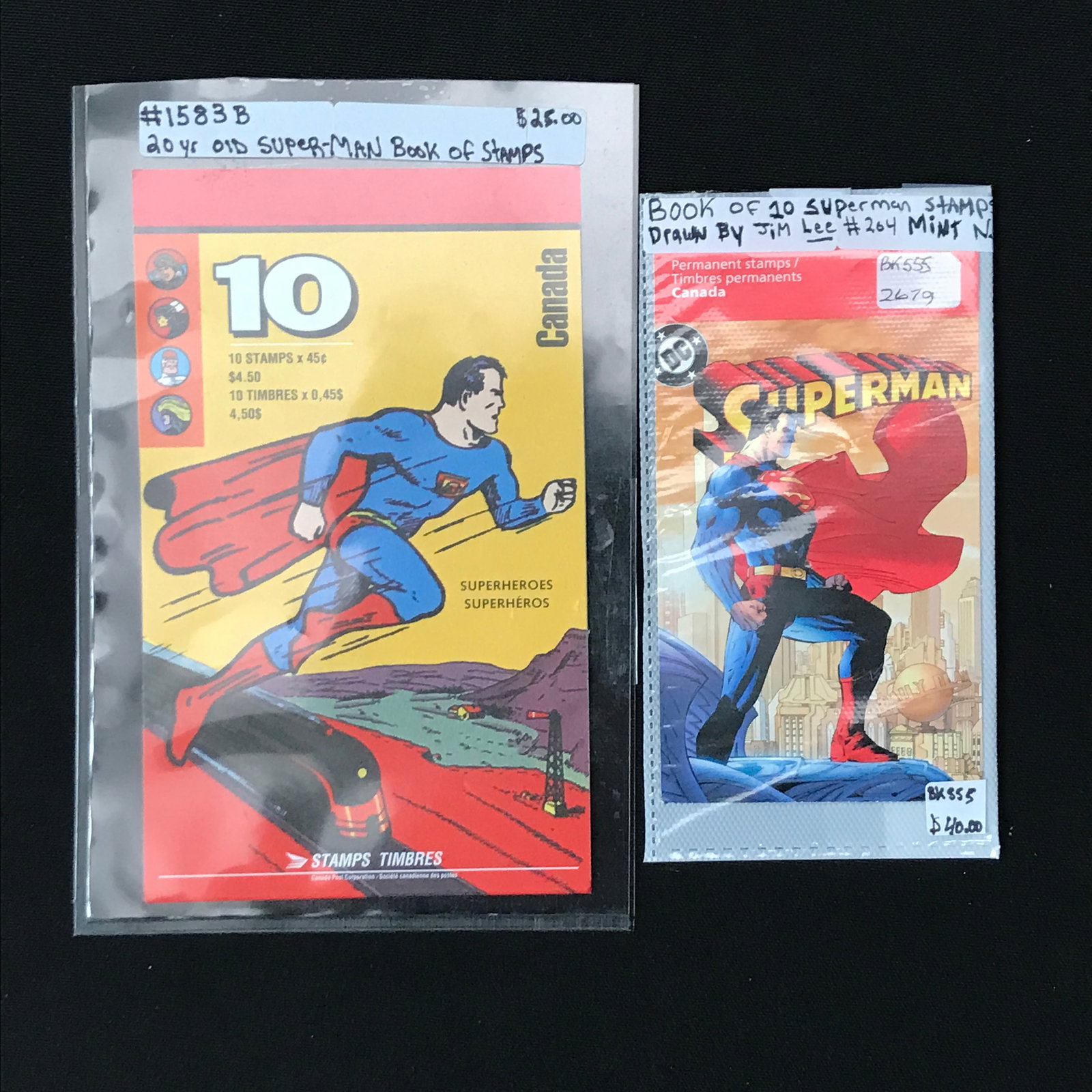 2 LOTS OF SEALED SUPERMAN STAMPS: Prices are in Canadian dollars