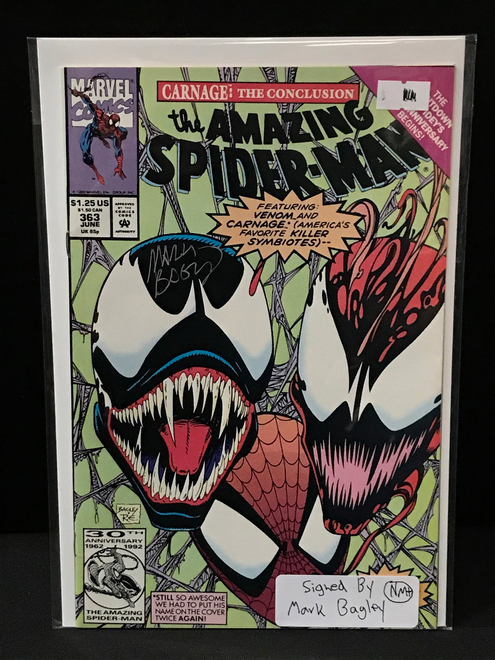 THE AMAZING SPIDERMAN #363 SIGNED BY MARK BAGLEY - MARVEL COMICS (1 of 1)
