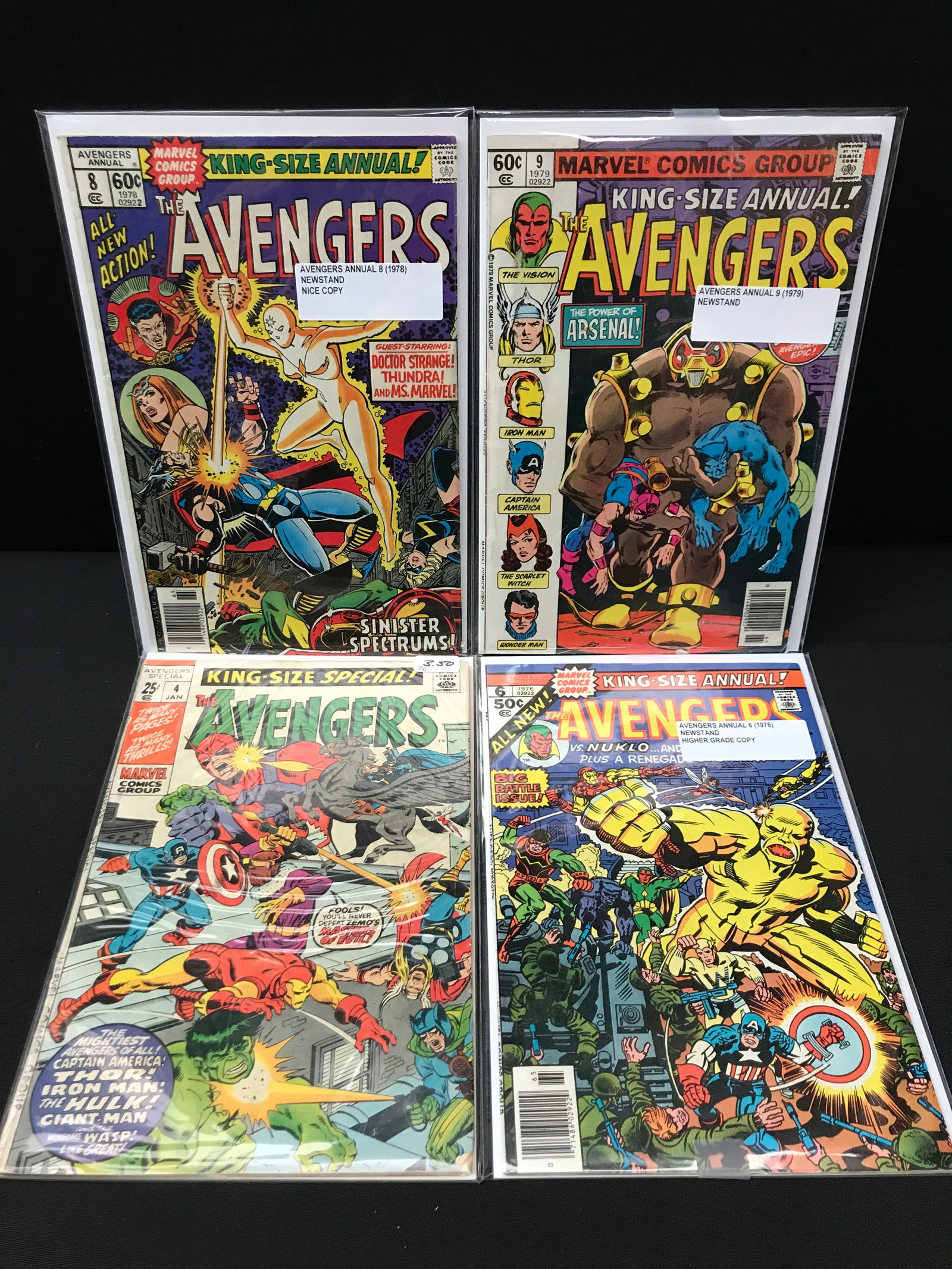 LOT OF 4 KING SIZED AVENGERS ANNUALS - MARVEL COMICS: Prices are in Canadian dollars