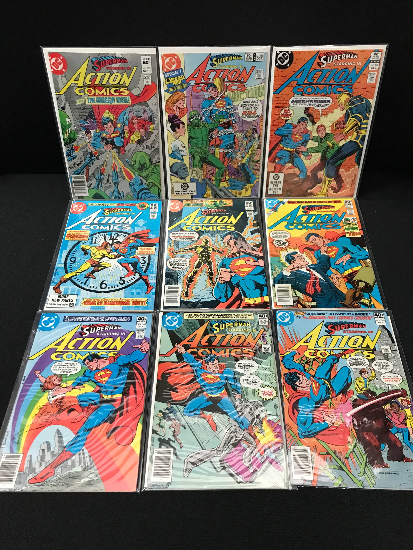 LOT OF 9 ACTION COMICS - DC COMICS: Prices are in Canadian dollars