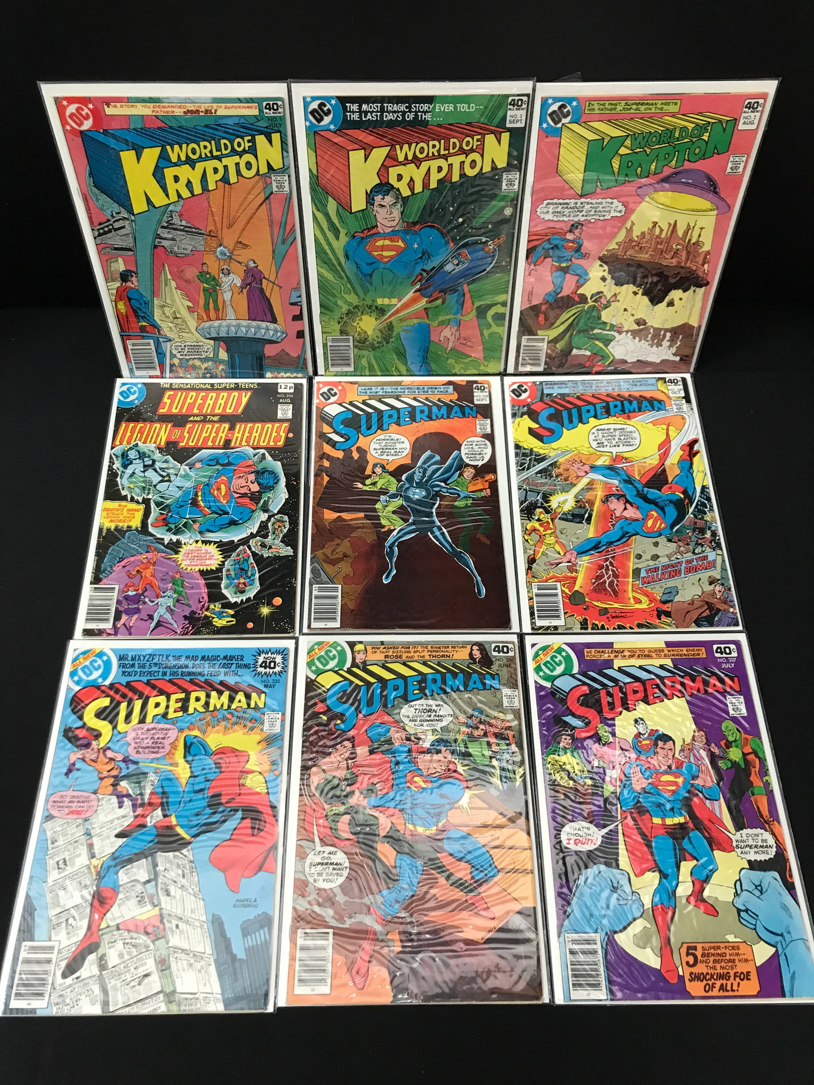 LOT OF 9 COMICS FEATURING SUPERMAN - DC COMICS: Prices are in Canadian Dollars