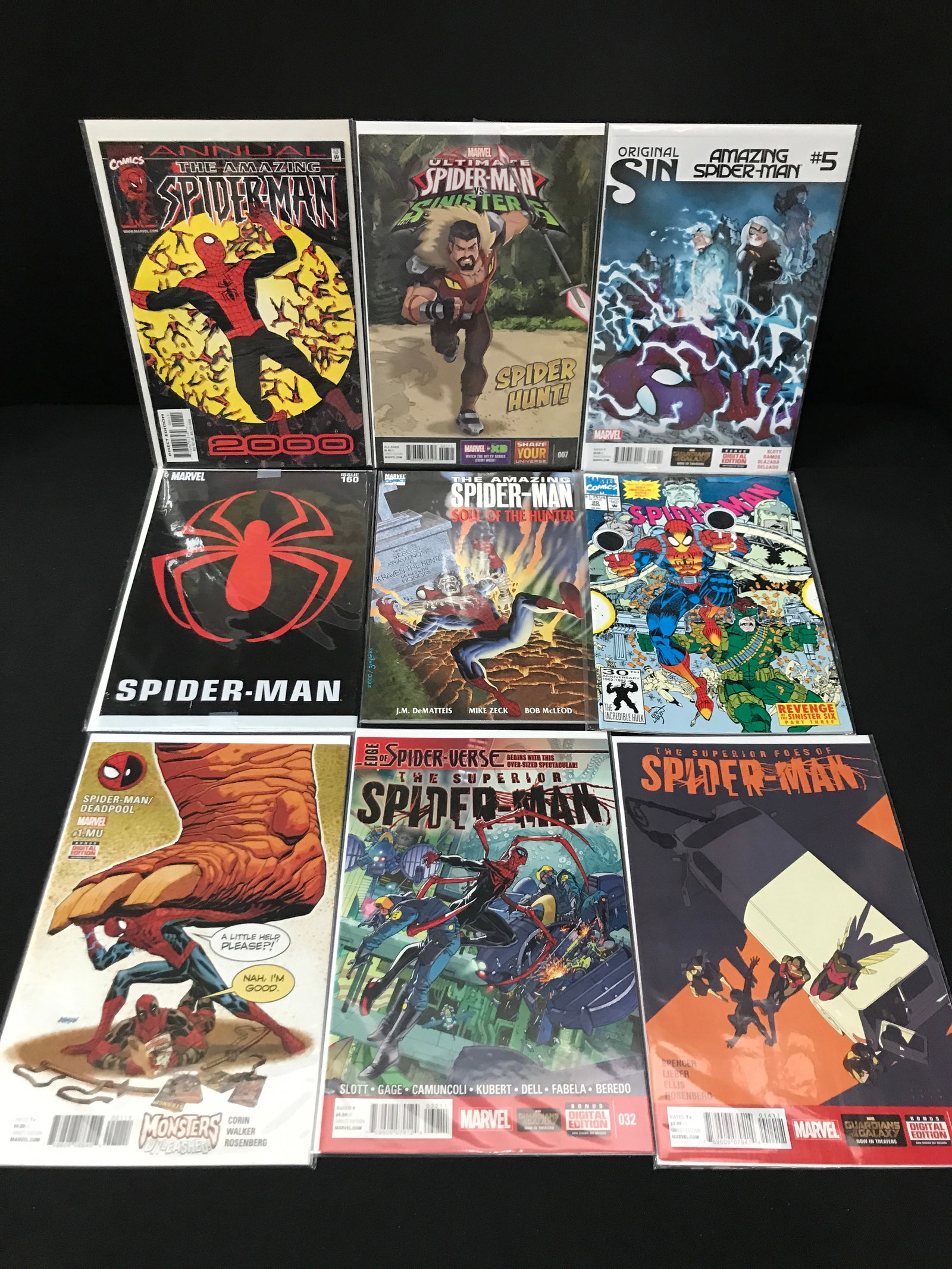 LOT OF 9 COMICS FEATURING SPIDERMAN - DC COMICS: Prices are in Canadian Dollars