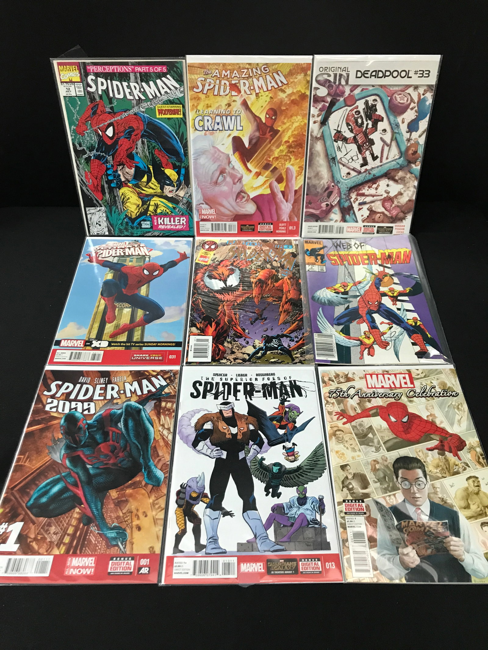 LOT OF 9 COMICS FEATURING SPIDERMAN - DC COMICS: Prices are in Canadian Dollars