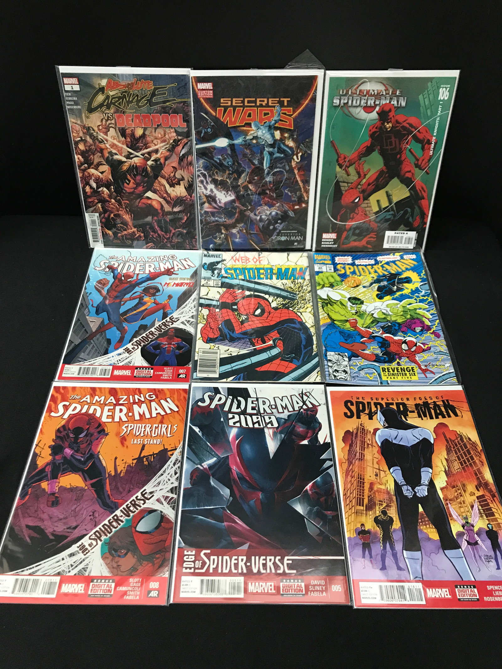 LOT OF 9 COMICS FEATURING SPIDERMAN - DC COMICS: Prices are in Canadian Dollars