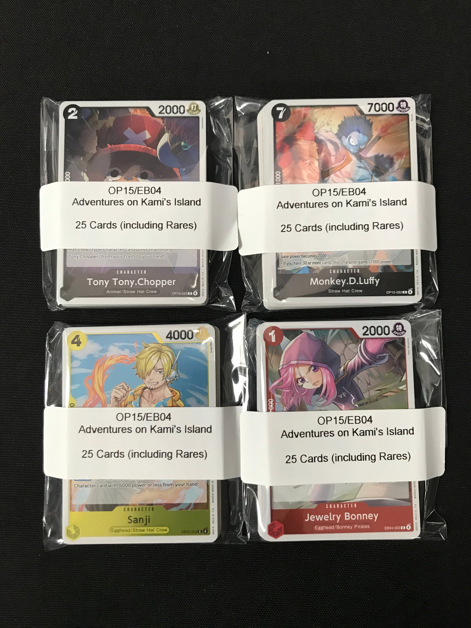 LOT OF 100 ONE PIECE OP15/EB04 TRADING CARDS INCLUDING RARES: Prices are in Canadian dollars