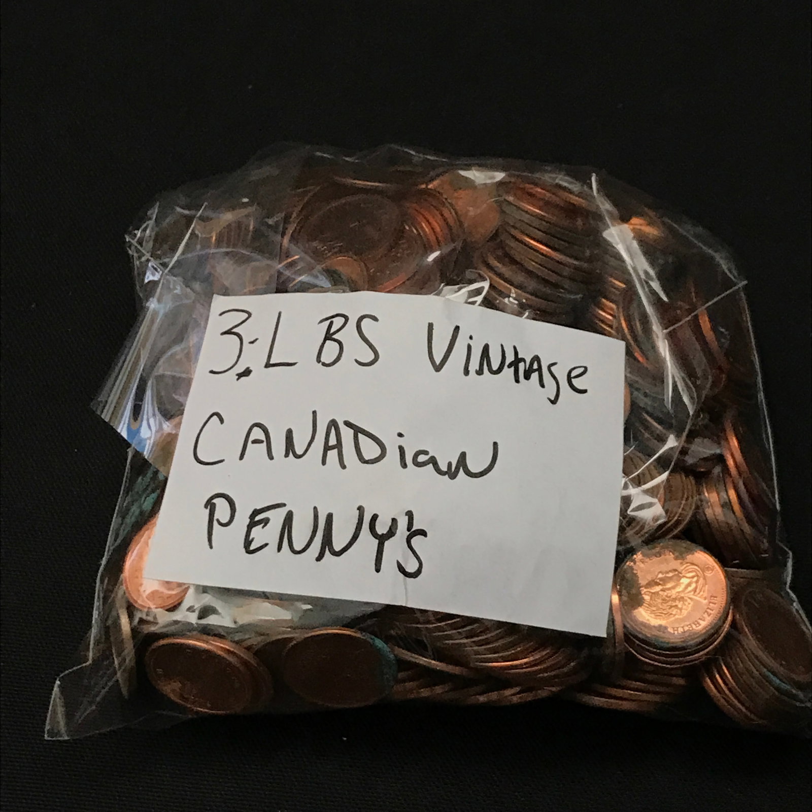 3LBS OF VINTAGE CANADIAN PENNIES: Prices are in Canadian dollars