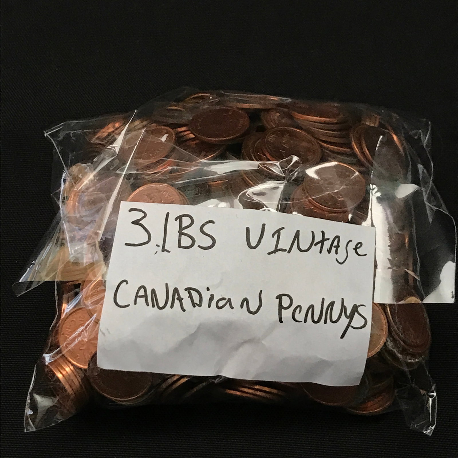 3LBS OF VINTAGE CANADIAN PENNIES: Prices are in Canadian dollars