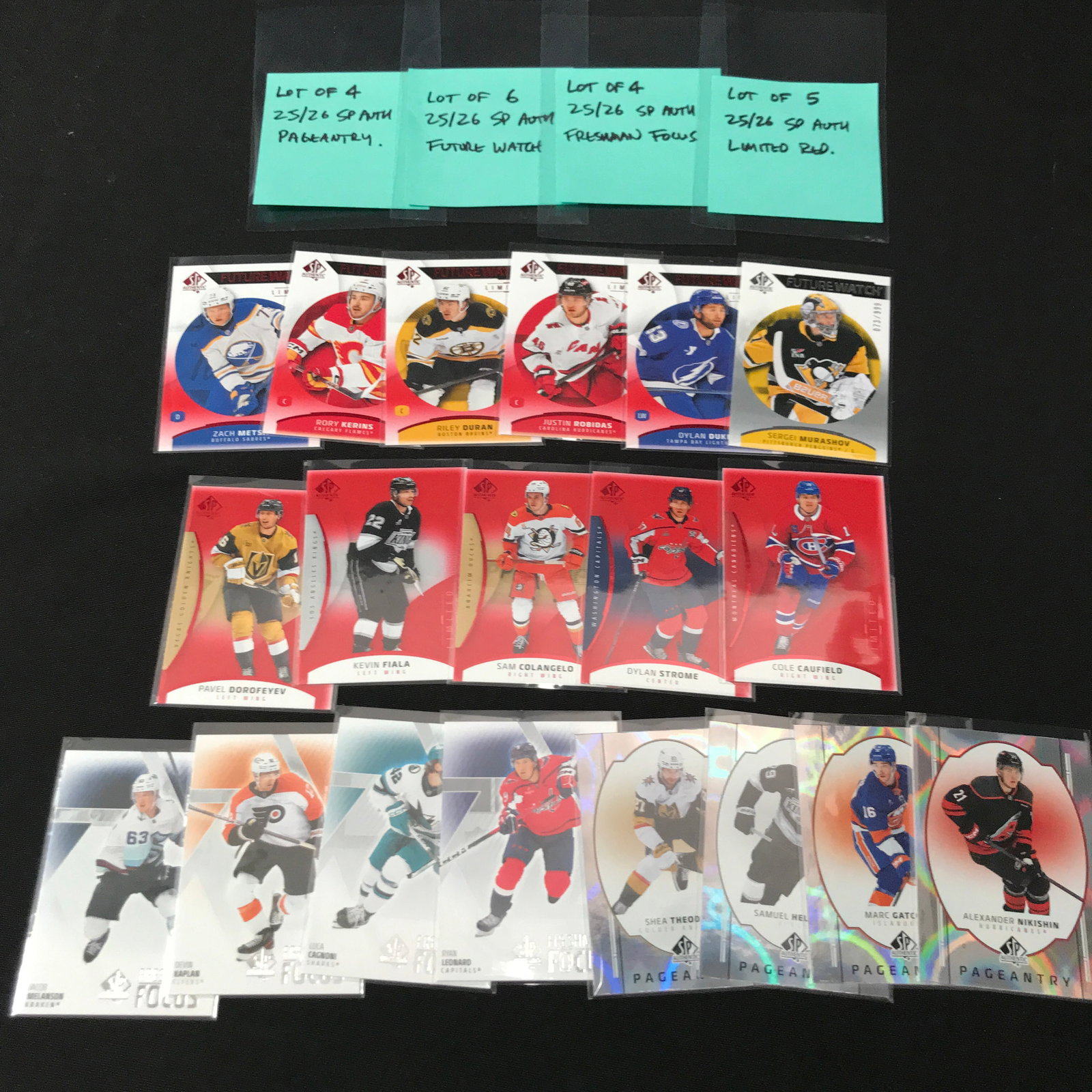 LOT OF 19 2025/26 SP AUTHENTIC HOCKEY TRADIND CARDS: Prices are in Canadian dollars