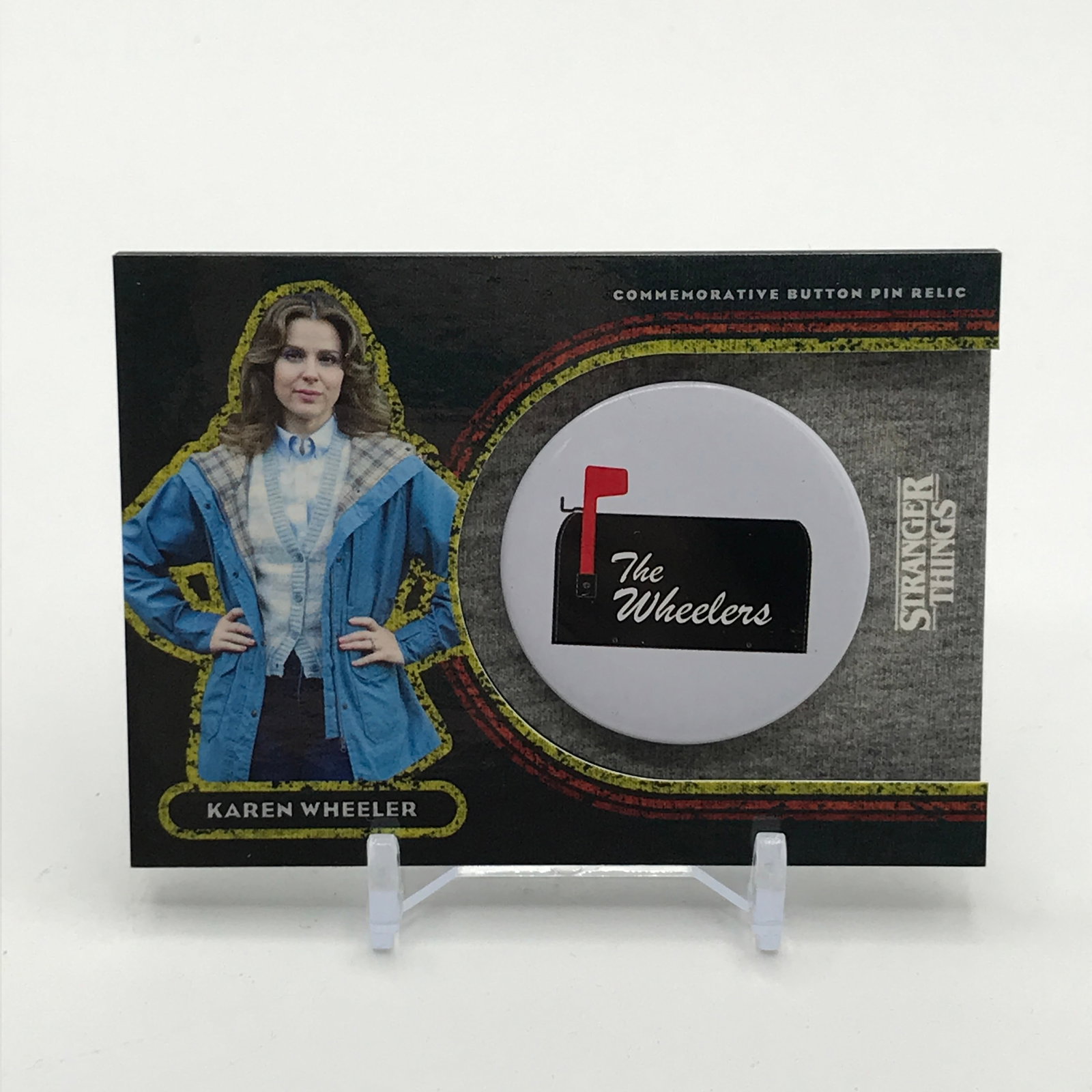 TOPPS NETFLIX STRANGER THINGS COMMEMORATIVE PIN TRADING CARD - WHEELER MAILBOX: Prices are in Canadian dollars
