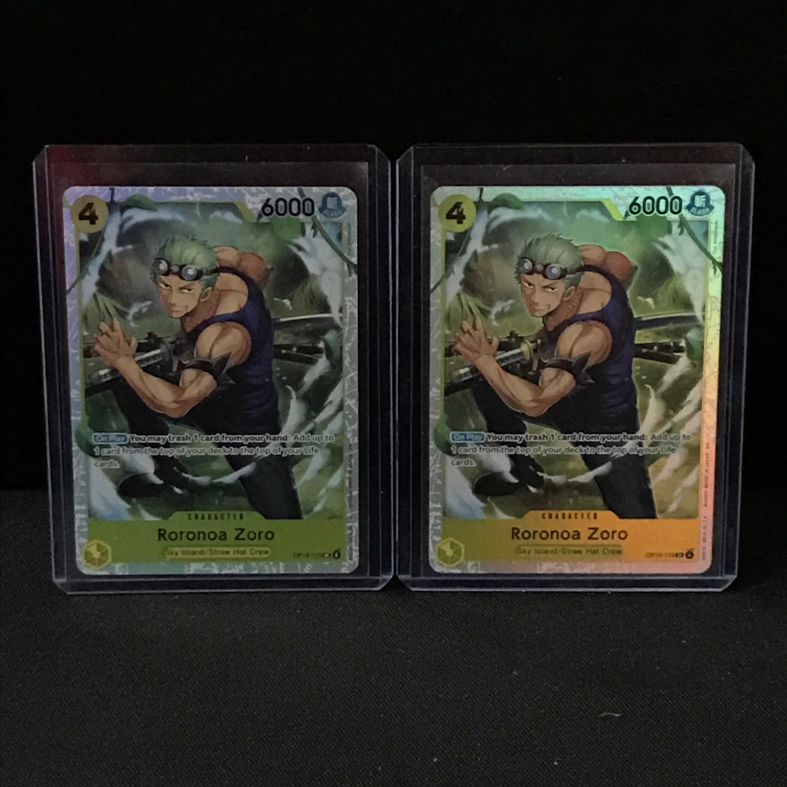 LOT OF 2 RORONOA ZORO ONE PIECE TRADING CARDS: Prices are in Canadian dollars