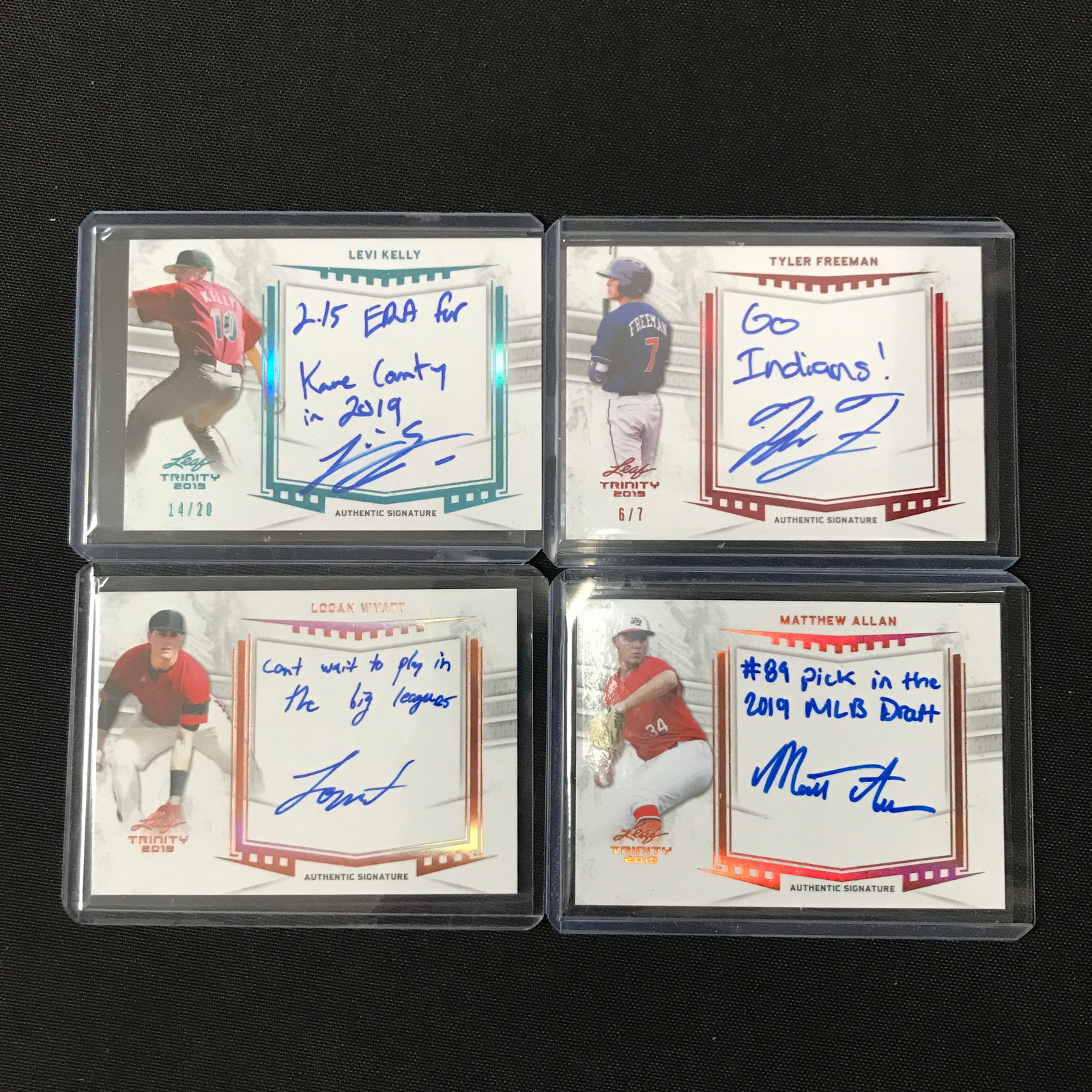 LOT OF 4 2019 TRINITY LEAF SIGNED BASEBALL ROOKIE CARDS WITH SCRIPTS (1 of 1)