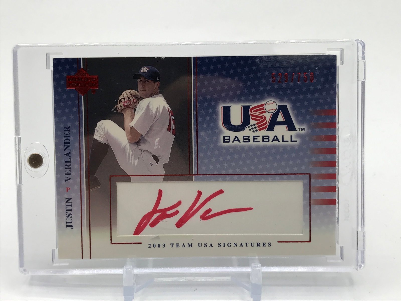 UPPER DECK 2003 TEAM USA SIGNATURES JUSTIN VERLANDER SIGNED ROOKIE CARD 529/750: Prices are in Canadian dollars