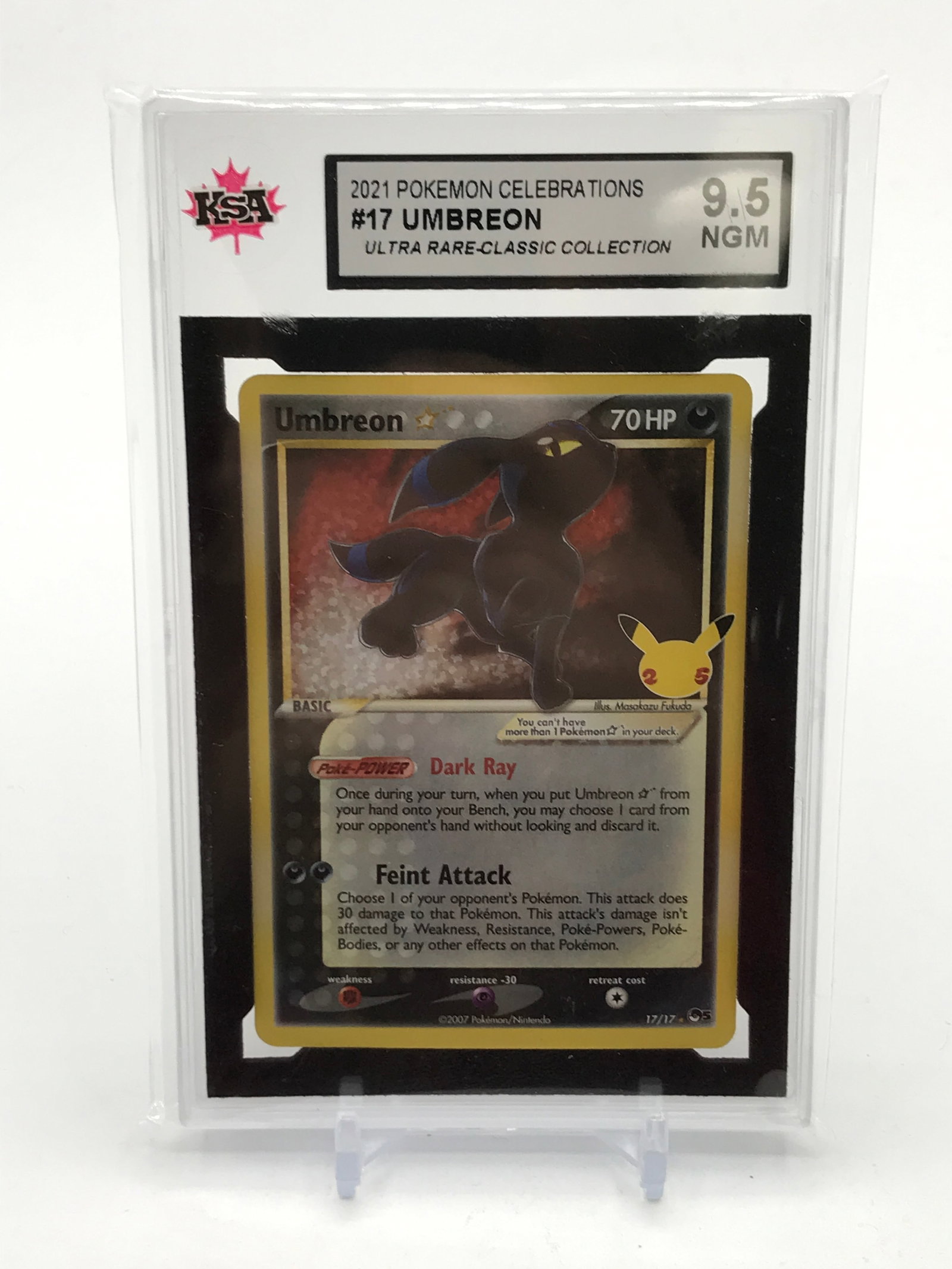 2021 POKEMON CELEBRATIONS #17 UMBREON TRADING CARD - KSA GRADE 9.5: Prices are in Canadian dollars