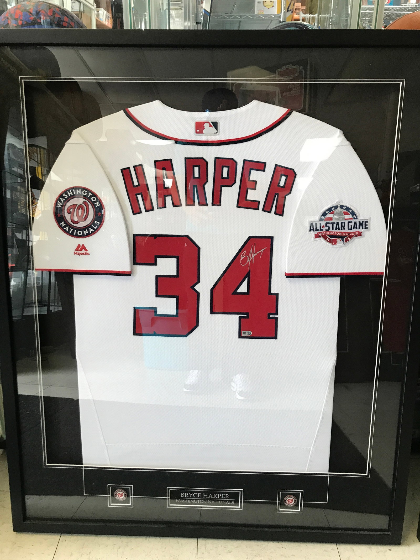 BRYCE HARPER SIGNED AND FRAMED WASHINGTON NATIONALS JERSEY - MLB COA: Prices are in Canadian dollars