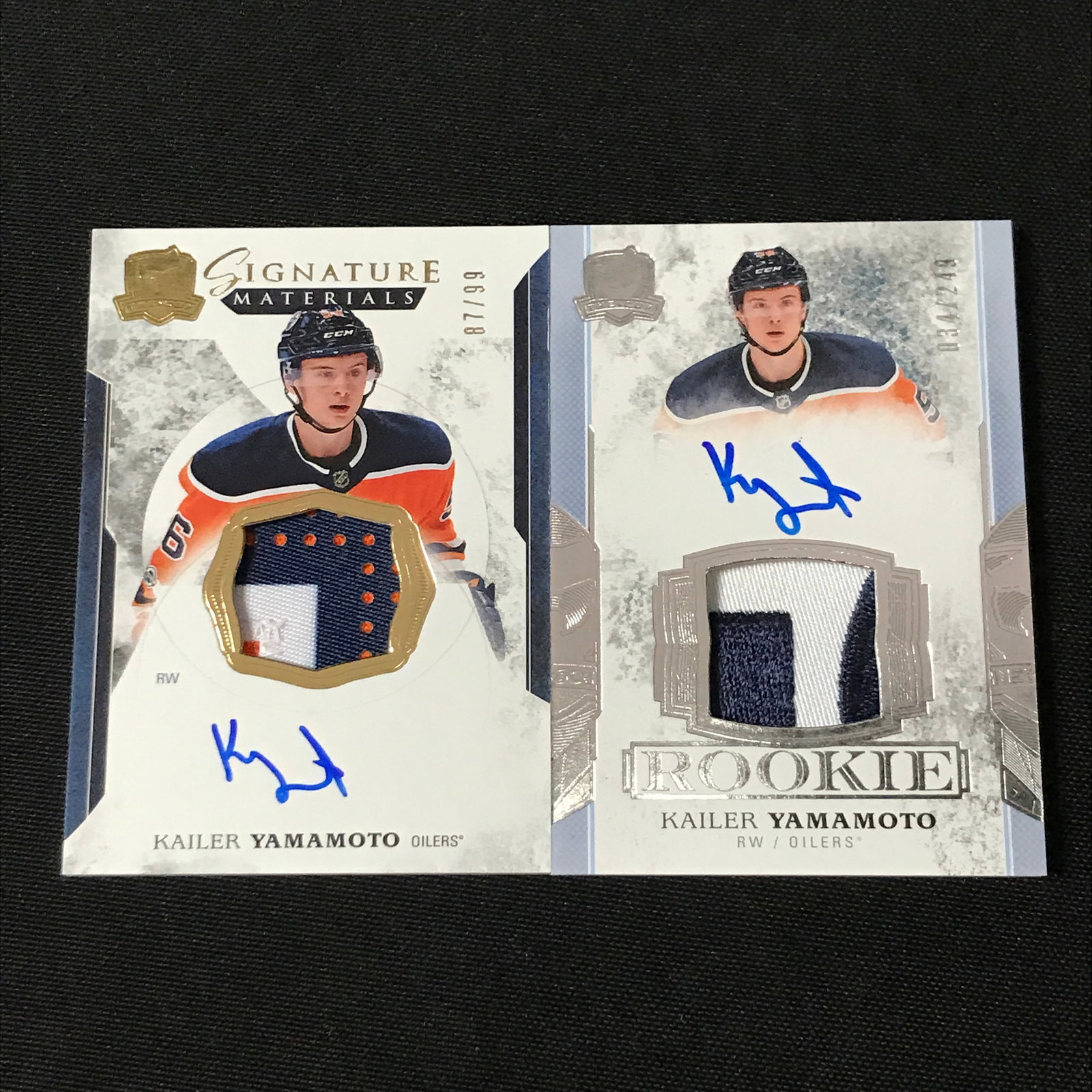 LOT OF 2 UPPER DECK THE CUP KAILER YAMAMOTO ROOKIE PATCH AUTO CARDS: Prices are in Canadian dollars