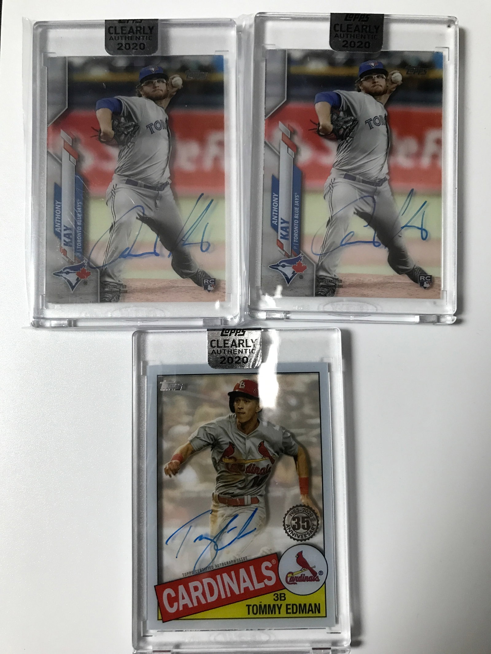 LOT OF 3 2020 TOPPS CLEARLY SIGNED BASEBALL TRADING CARDS: Prices are in Canadian dollars